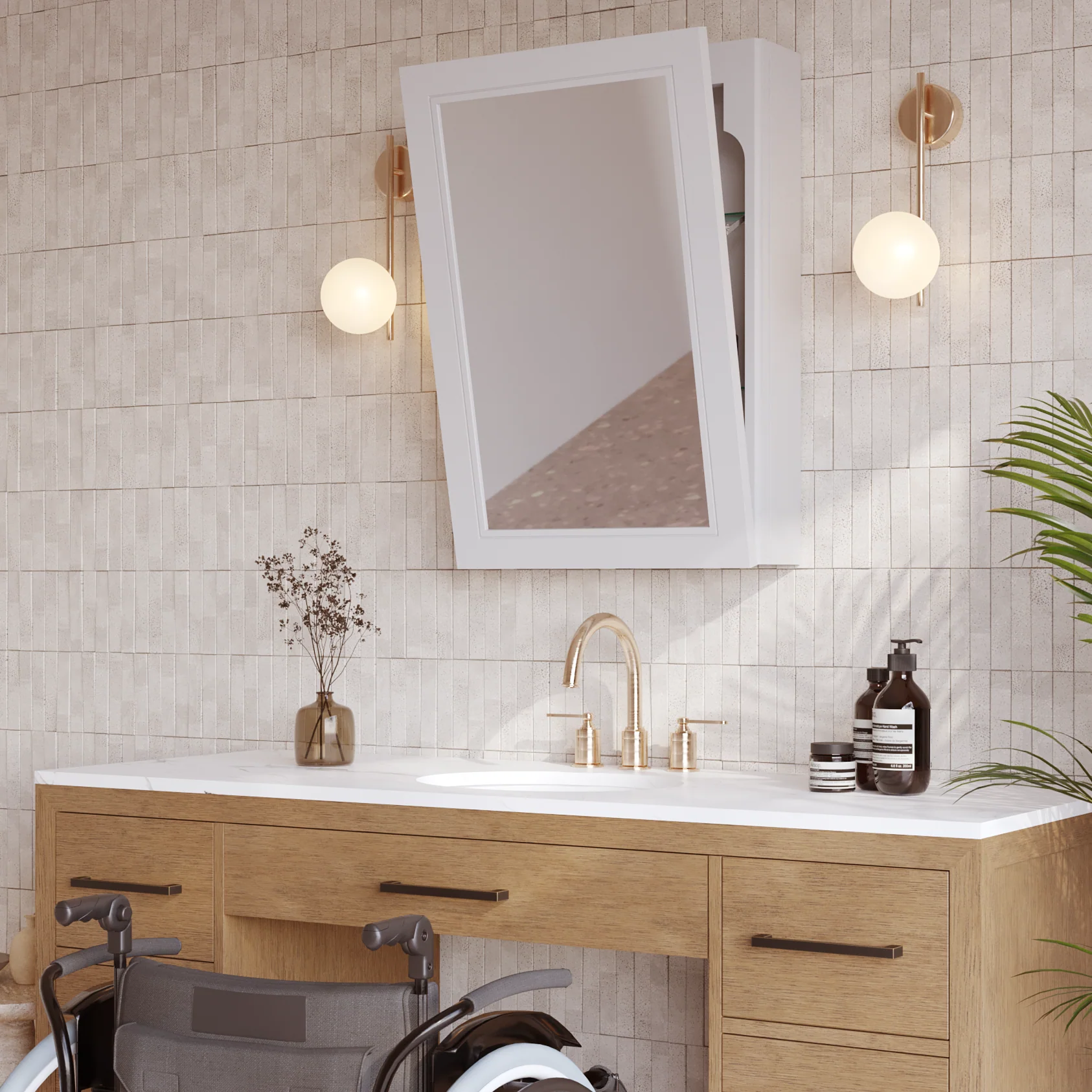 Cameron 20-inch ADA Tilt Mirror Medicine Cabinet in White Painted Wood - Image 7
