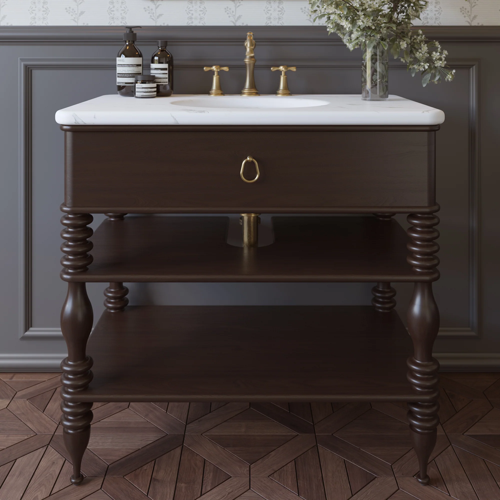 Chantilly 36" Single Sink Bathroom Vanity | Statuario Quartz Countertop - Image 10