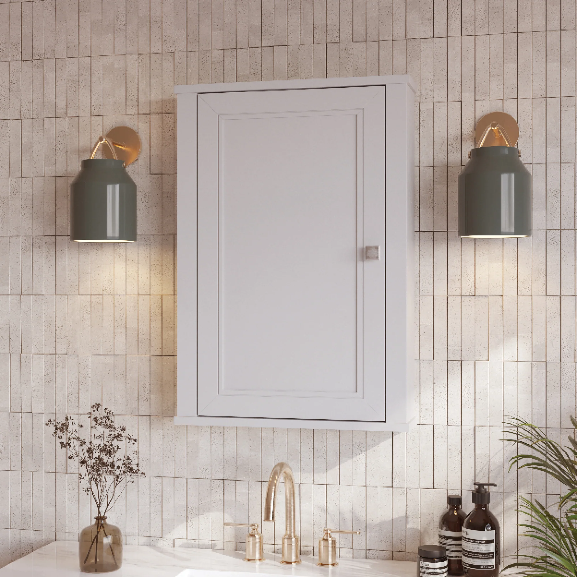 Charlotte 21" Single Door Reversible Medicine Cabinet in White - Image 3