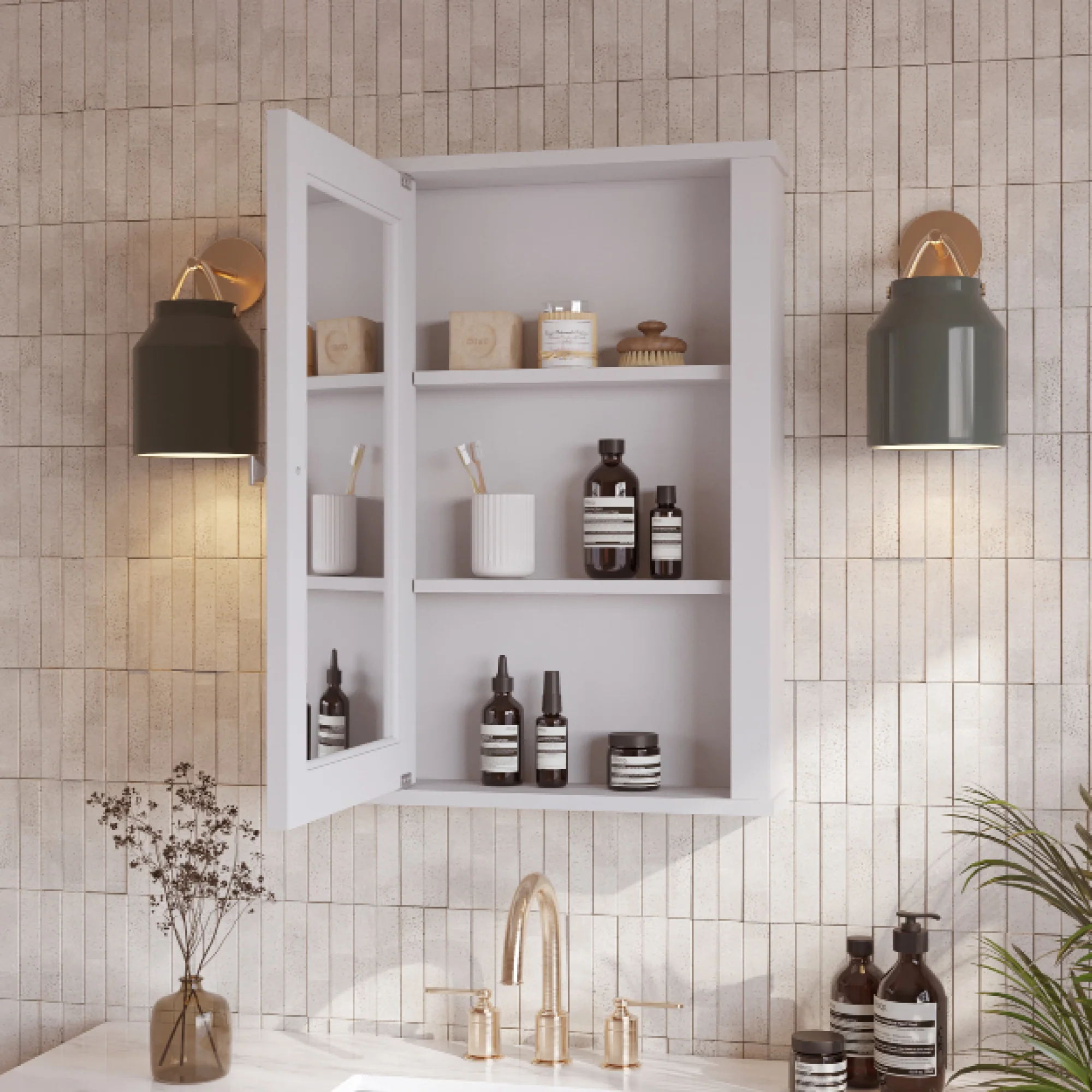Charlotte 21" Single Door Reversible Medicine Cabinet in White - Image 4