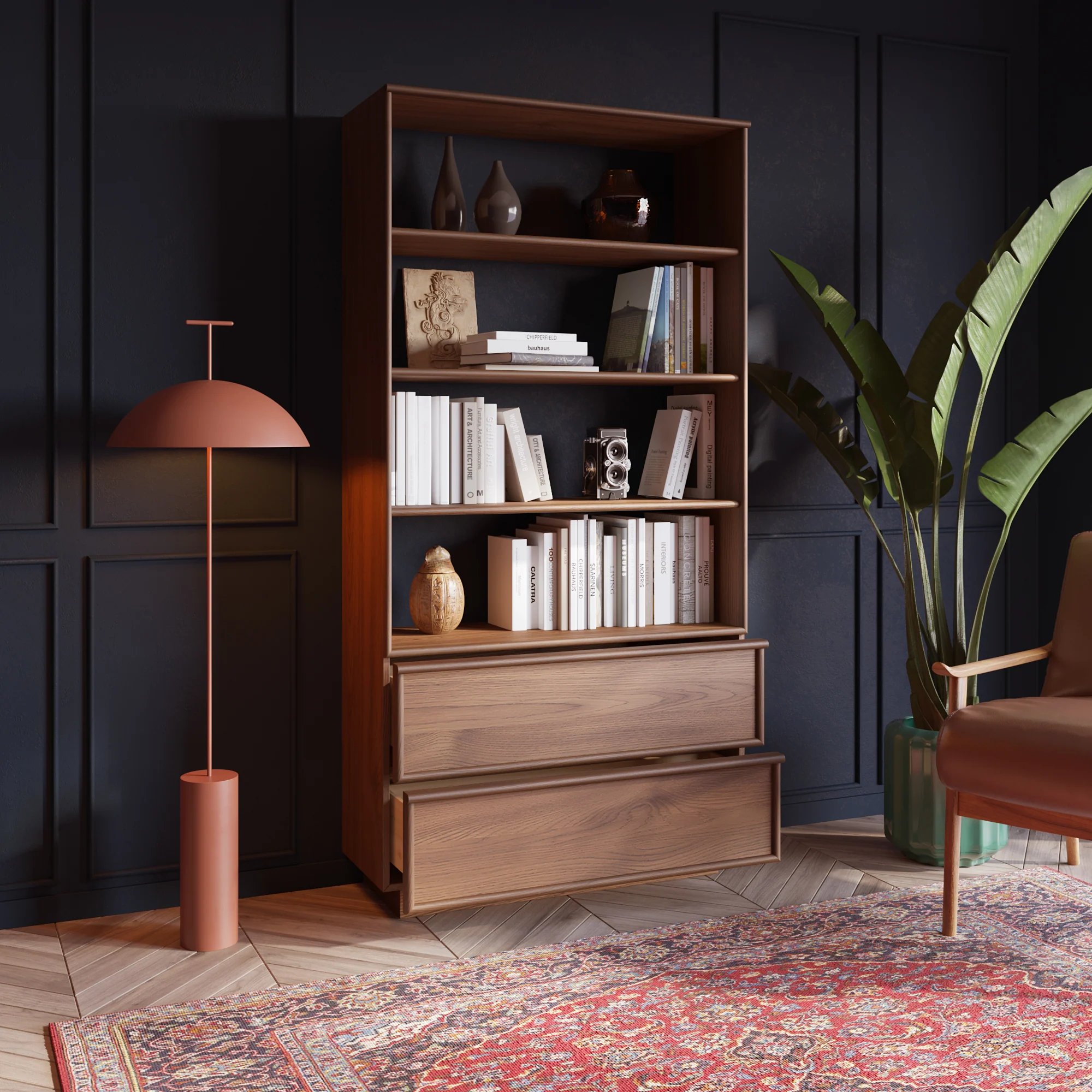 Cooper 72" Mid-Century Walnut Bookshelves - Image 3