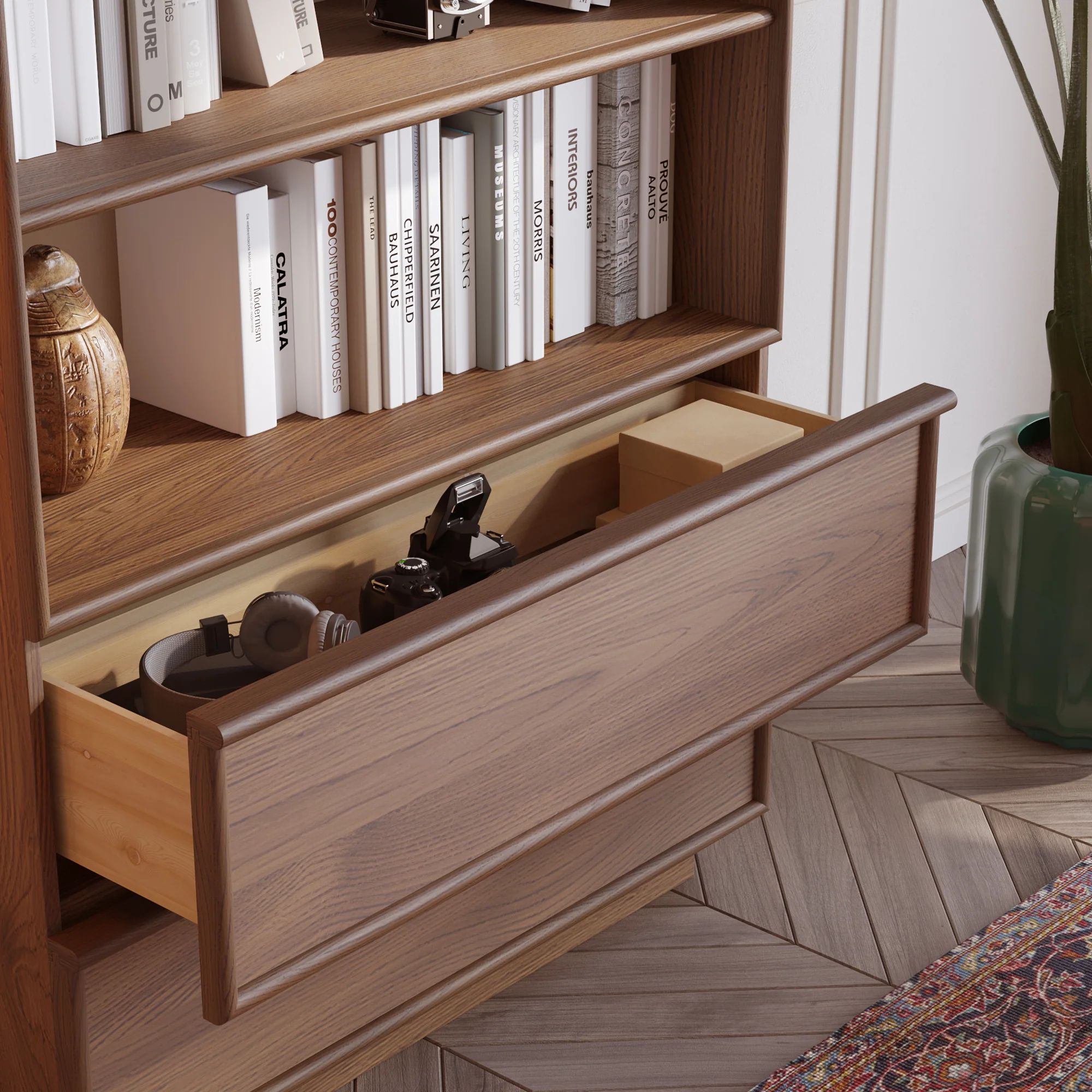 Cooper 72" Mid-Century Walnut Bookshelves - Image 5