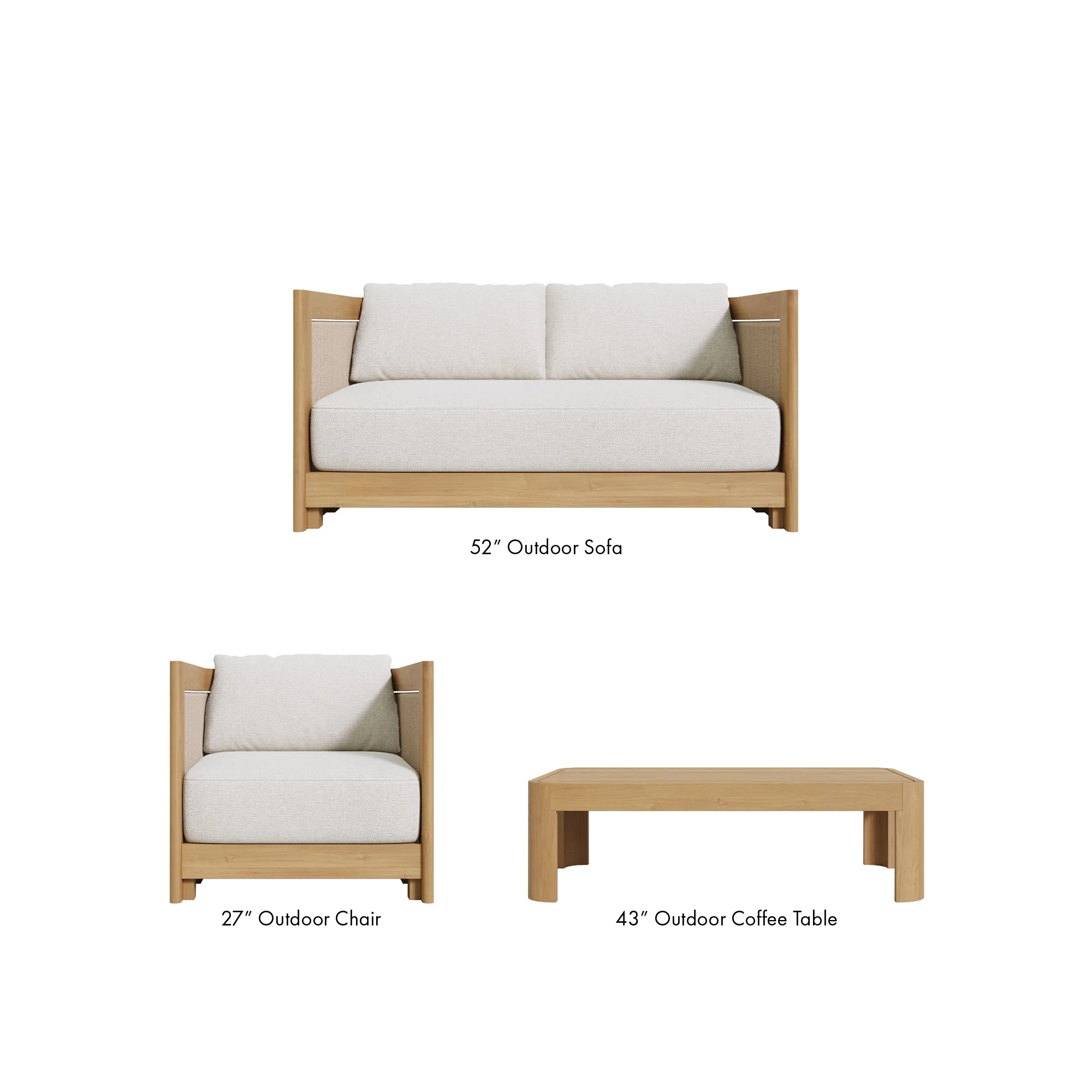 Cordelia 52" Rope Outdoor Sofa in Washed Oiled Eucalyptus - Image 10