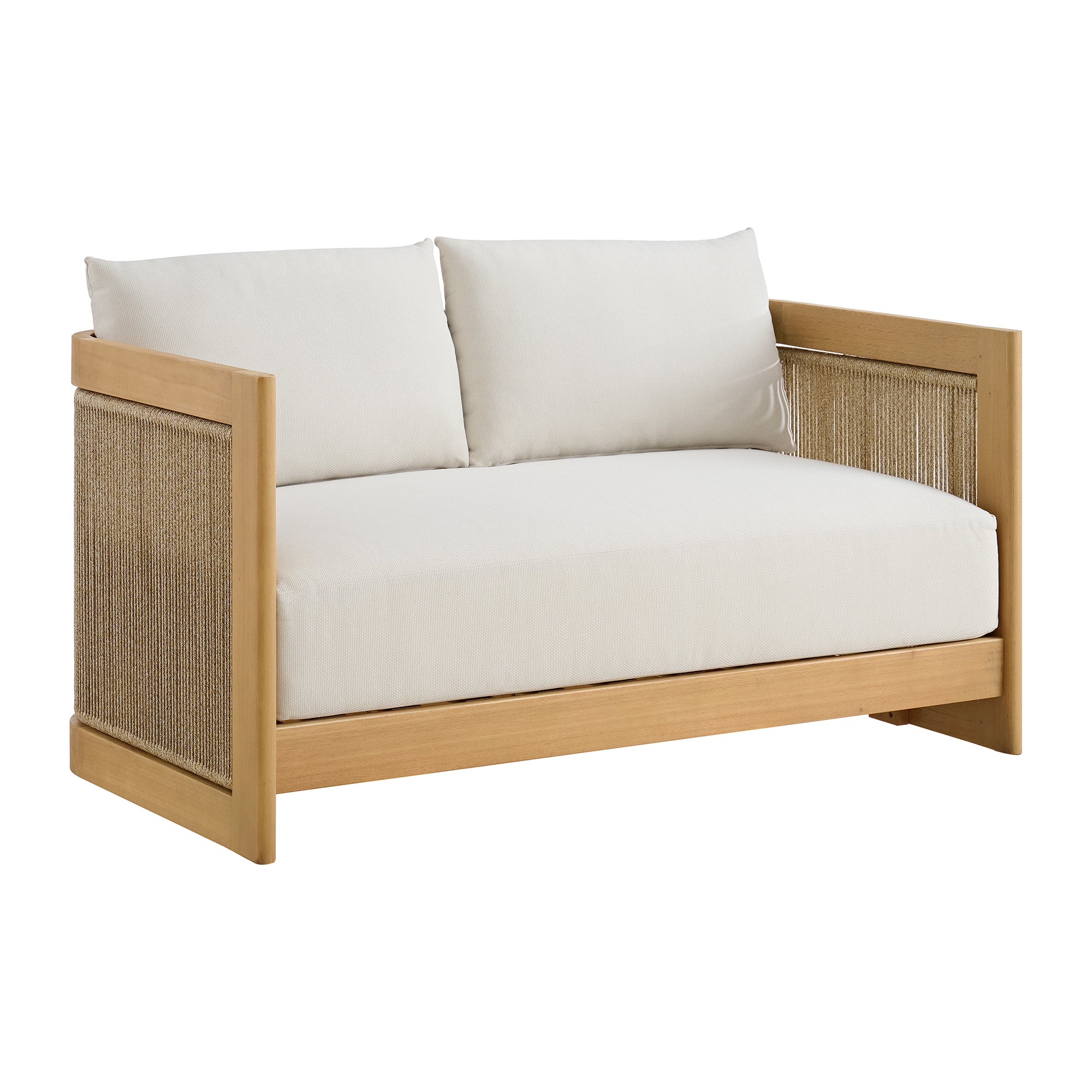 Cordelia 52" Rope Outdoor Sofa in Washed Oiled Eucalyptus - Image 3