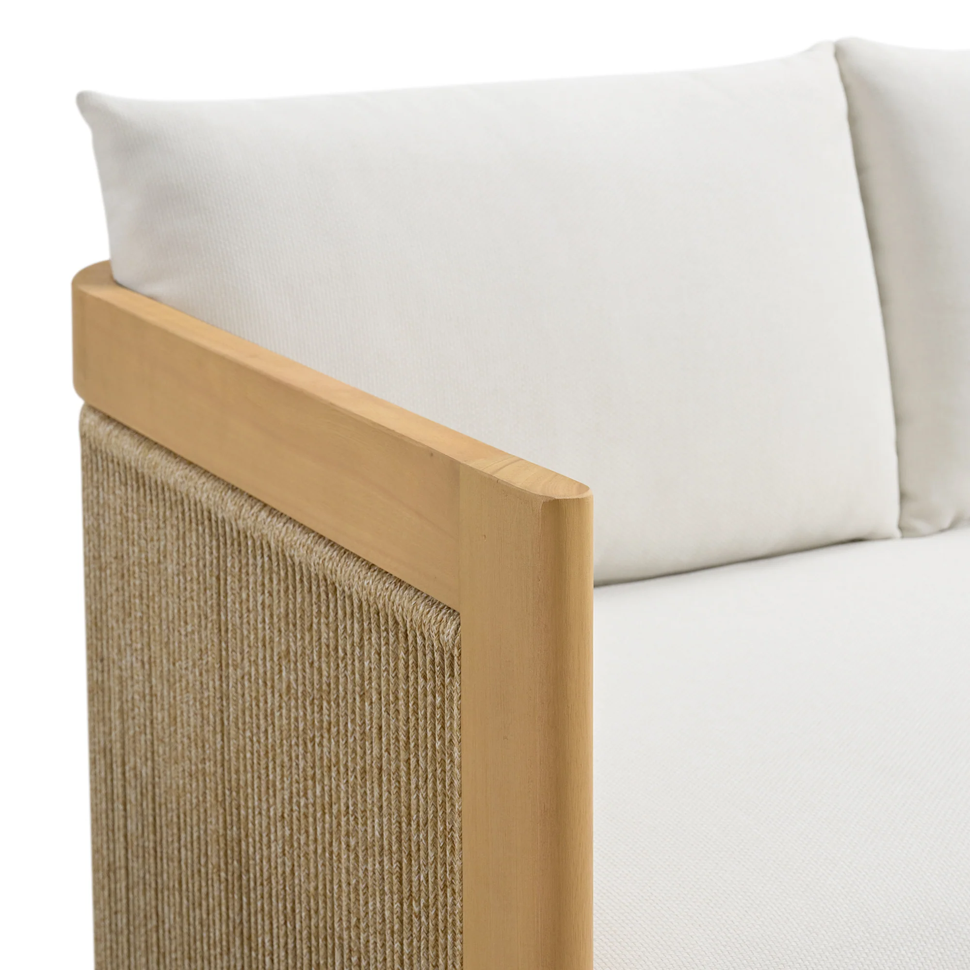 Cordelia 52" Rope Outdoor Sofa in Washed Oiled Eucalyptus - Image 4