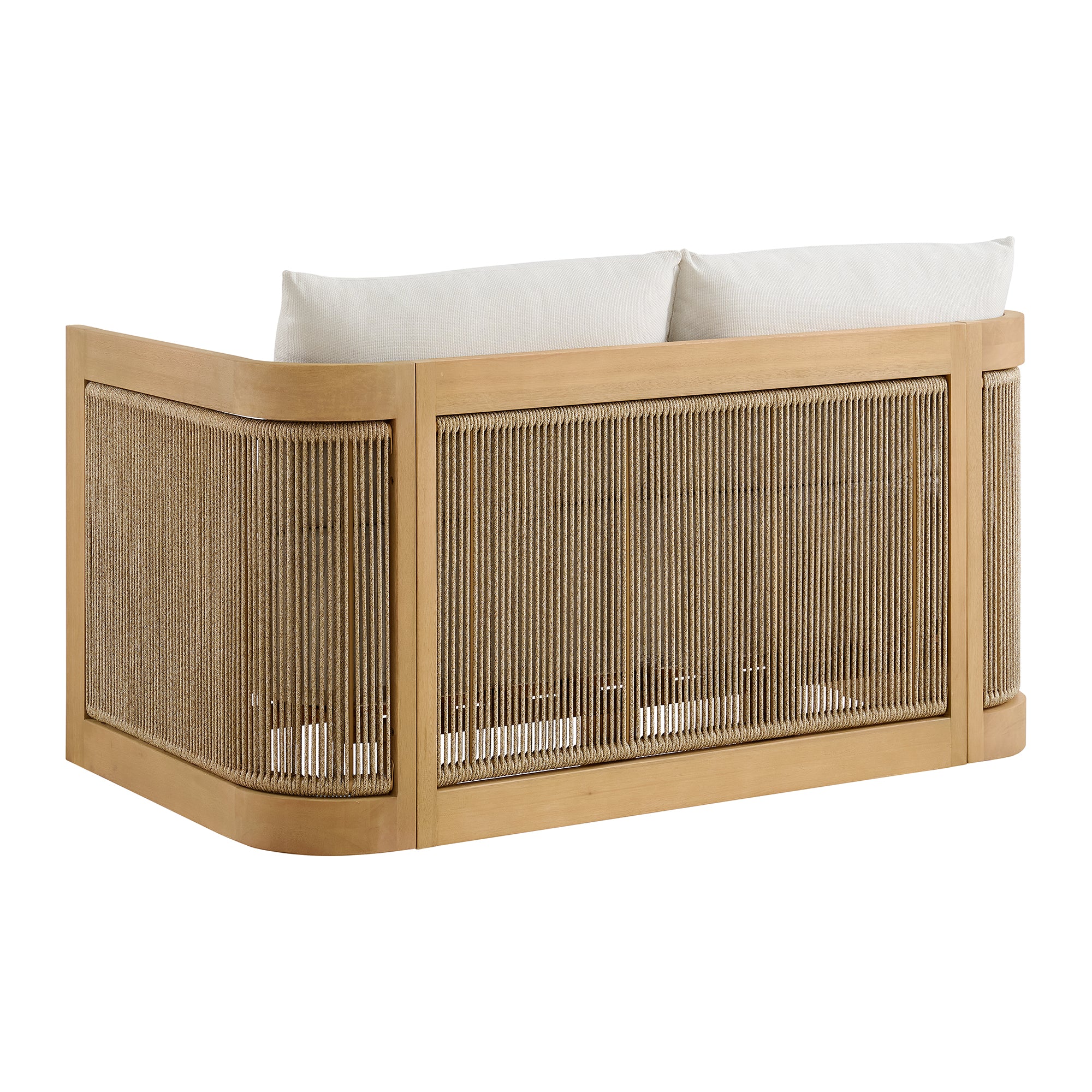 Cordelia 52" Rope Outdoor Sofa in Washed Oiled Eucalyptus - Image 6
