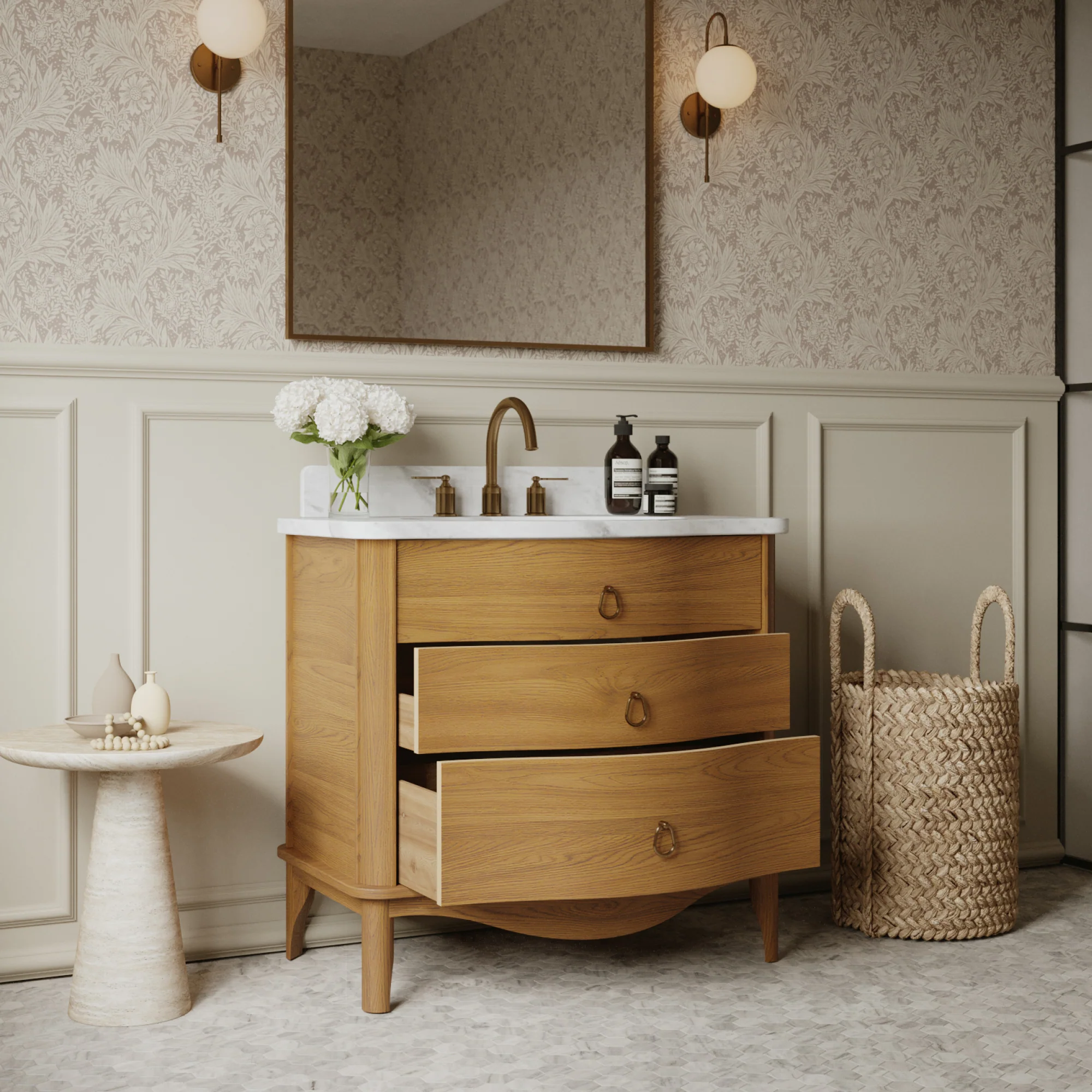 Grace 36" Single Bathroom Vanity | Statuario Quartz Countertop - Image 3