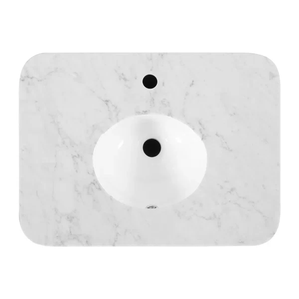 Havana 24"W x 18"D Single Bathroom Vanity in Black Reeded Birch | Carrara Marble Countertop - Image 8