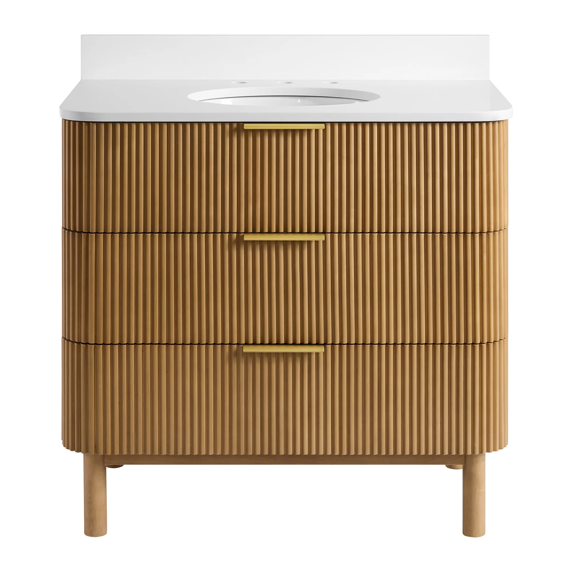 Havana 36" Single Bathroom Vanity in Reeded Birch | White Quartz Countertop - Image 10