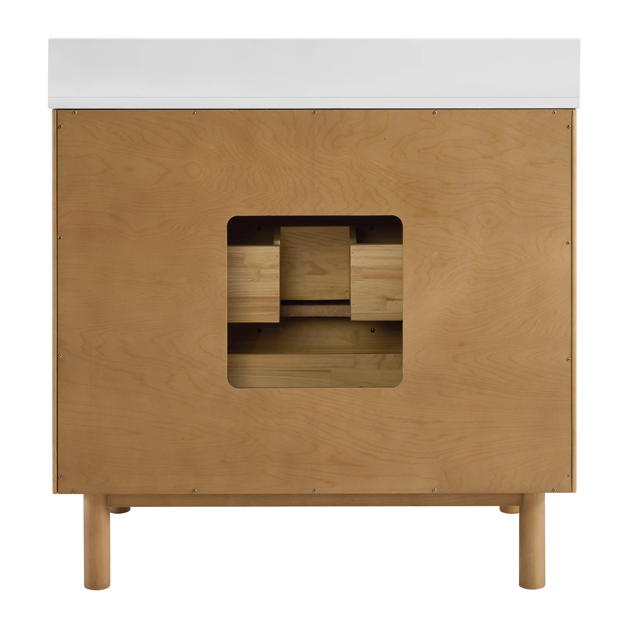 Havana 36" Single Bathroom Vanity in Reeded Birch | White Quartz Countertop - Image 9