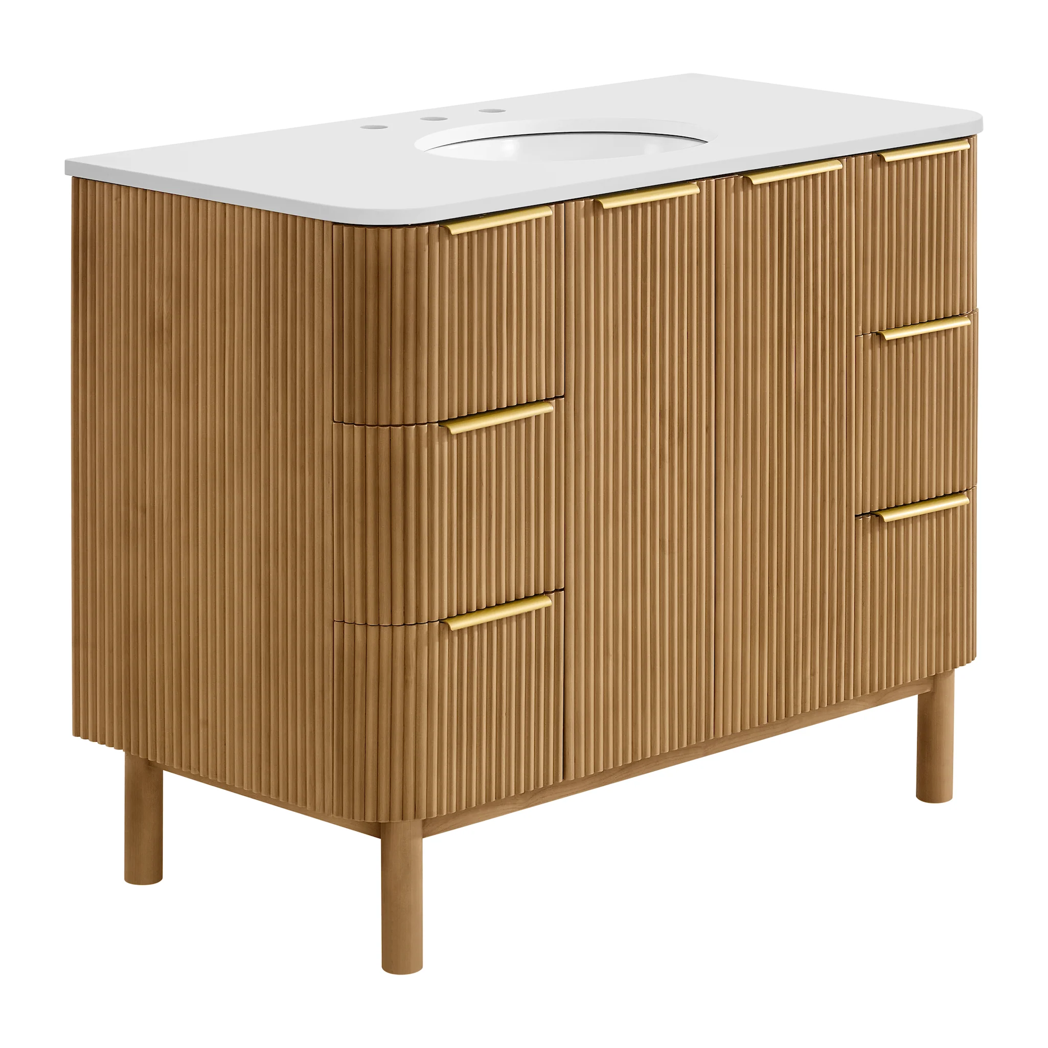 Havana 42" Single Bathroom Vanity in Reeded Birch | Quartz Countertop - Image 16