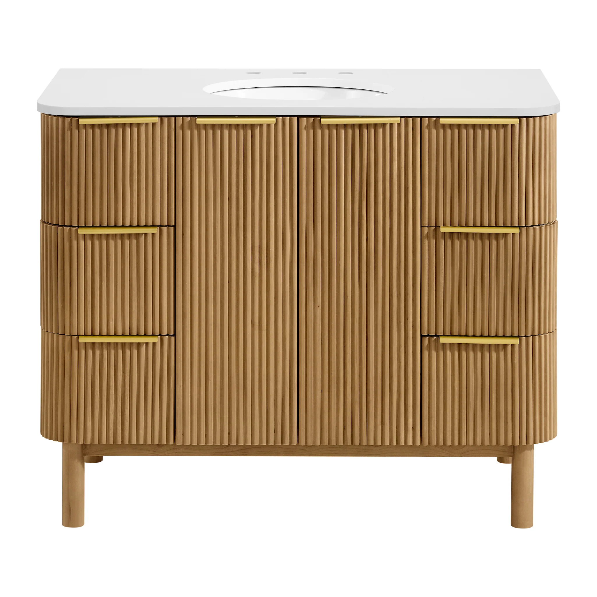 Havana 42" Single Bathroom Vanity in Reeded Birch | Quartz Countertop - Image 17