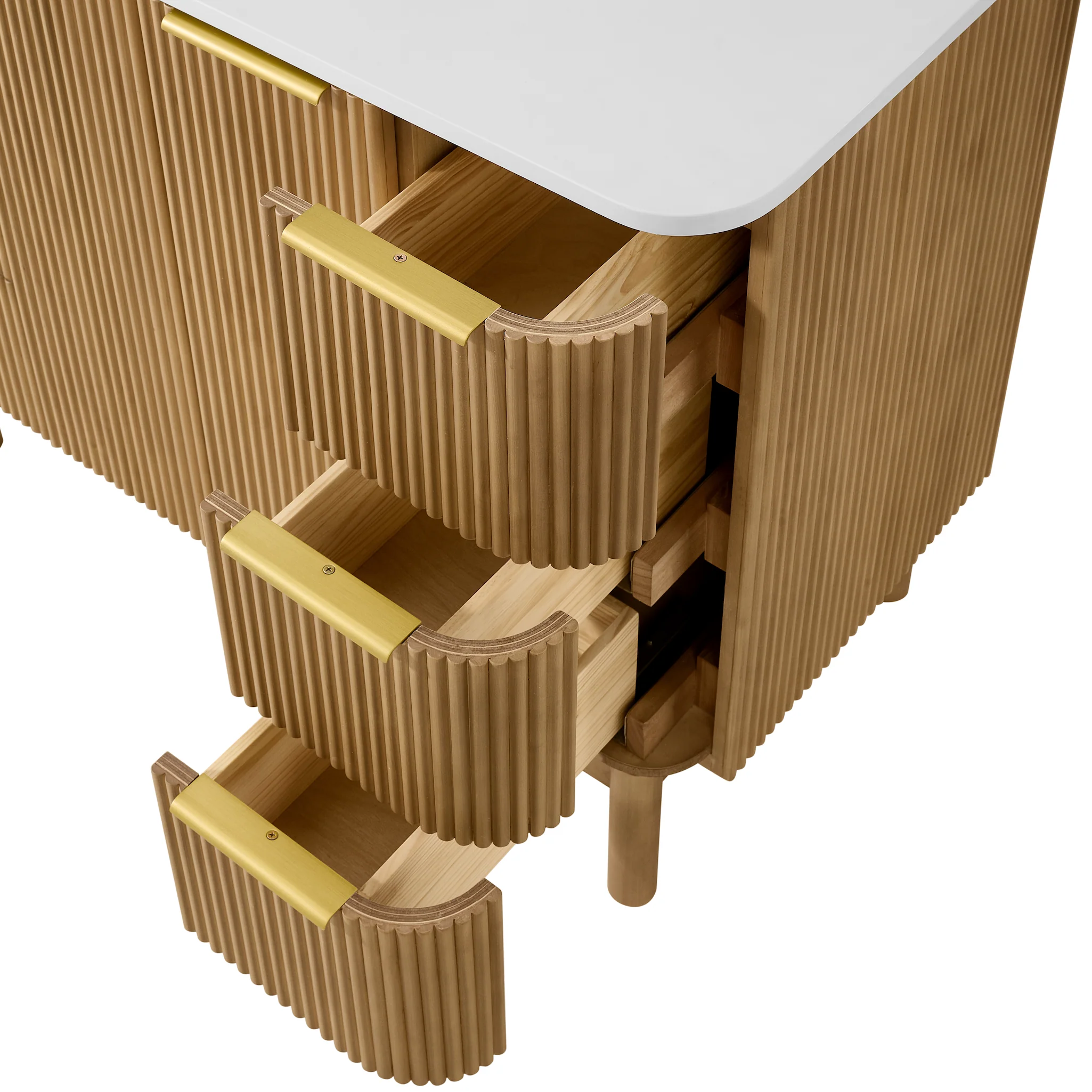Havana 42" Single Bathroom Vanity in Reeded Birch | Quartz Countertop - Image 7