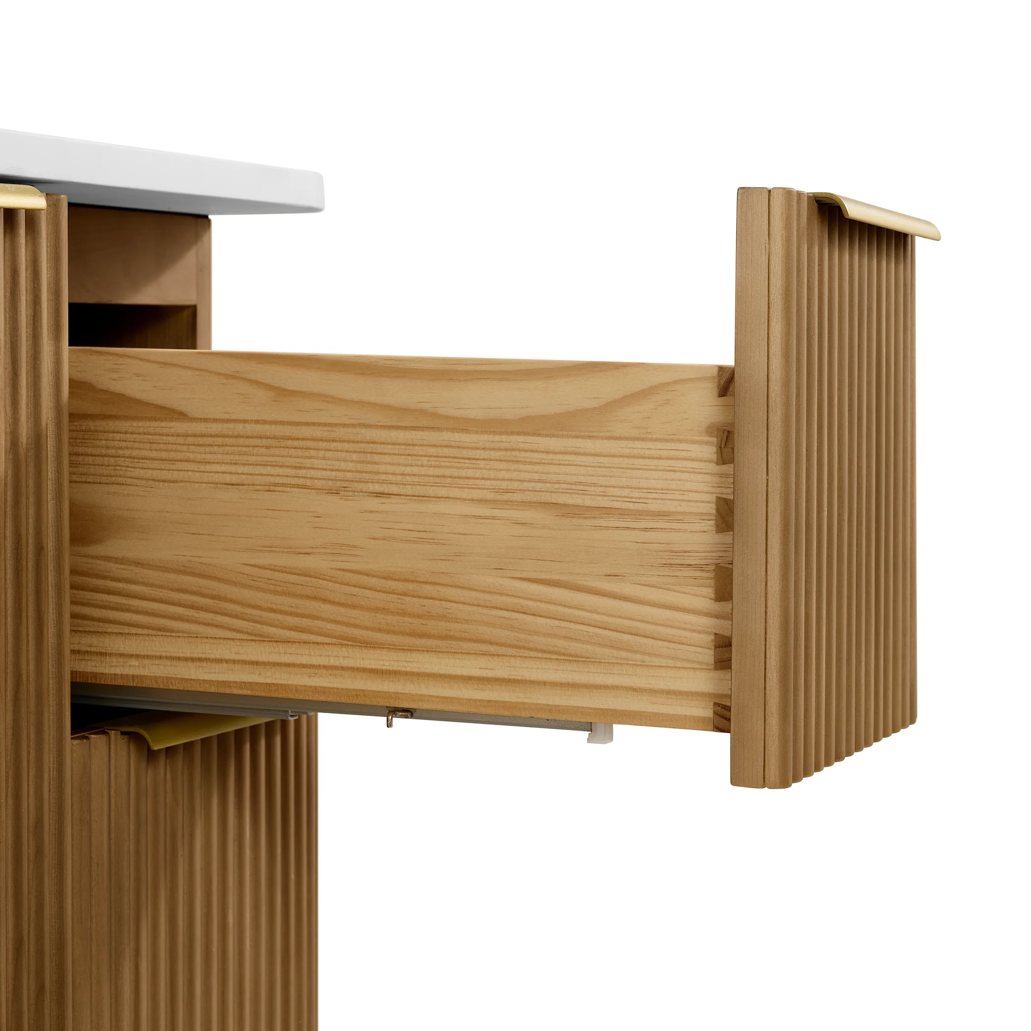 Havana 42" Single Bathroom Vanity in Reeded Birch | Quartz Countertop - Image 8