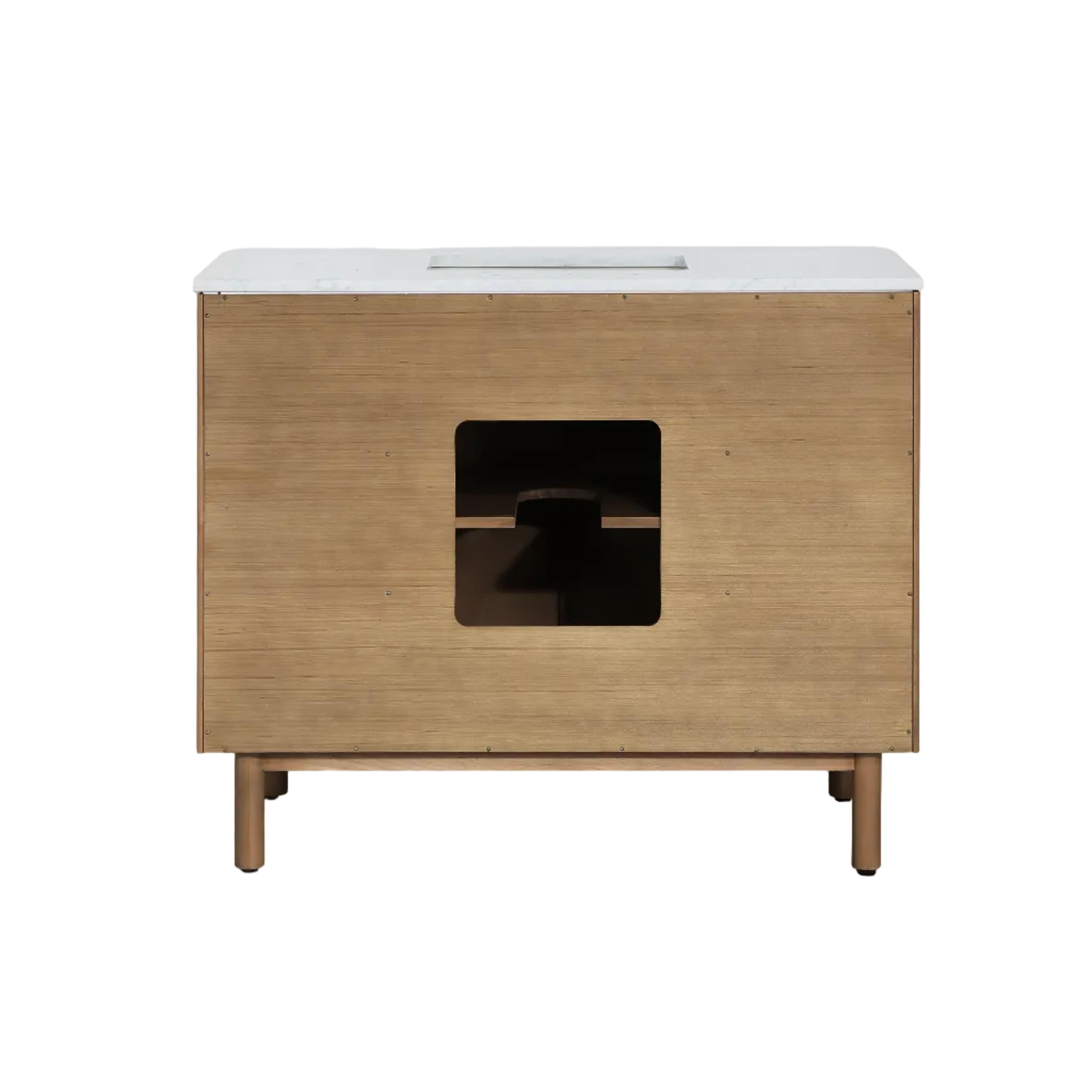 Havana 42" Single Bathroom Vanity in Reeded Birch | Carrara Marble Countertop - Image 11