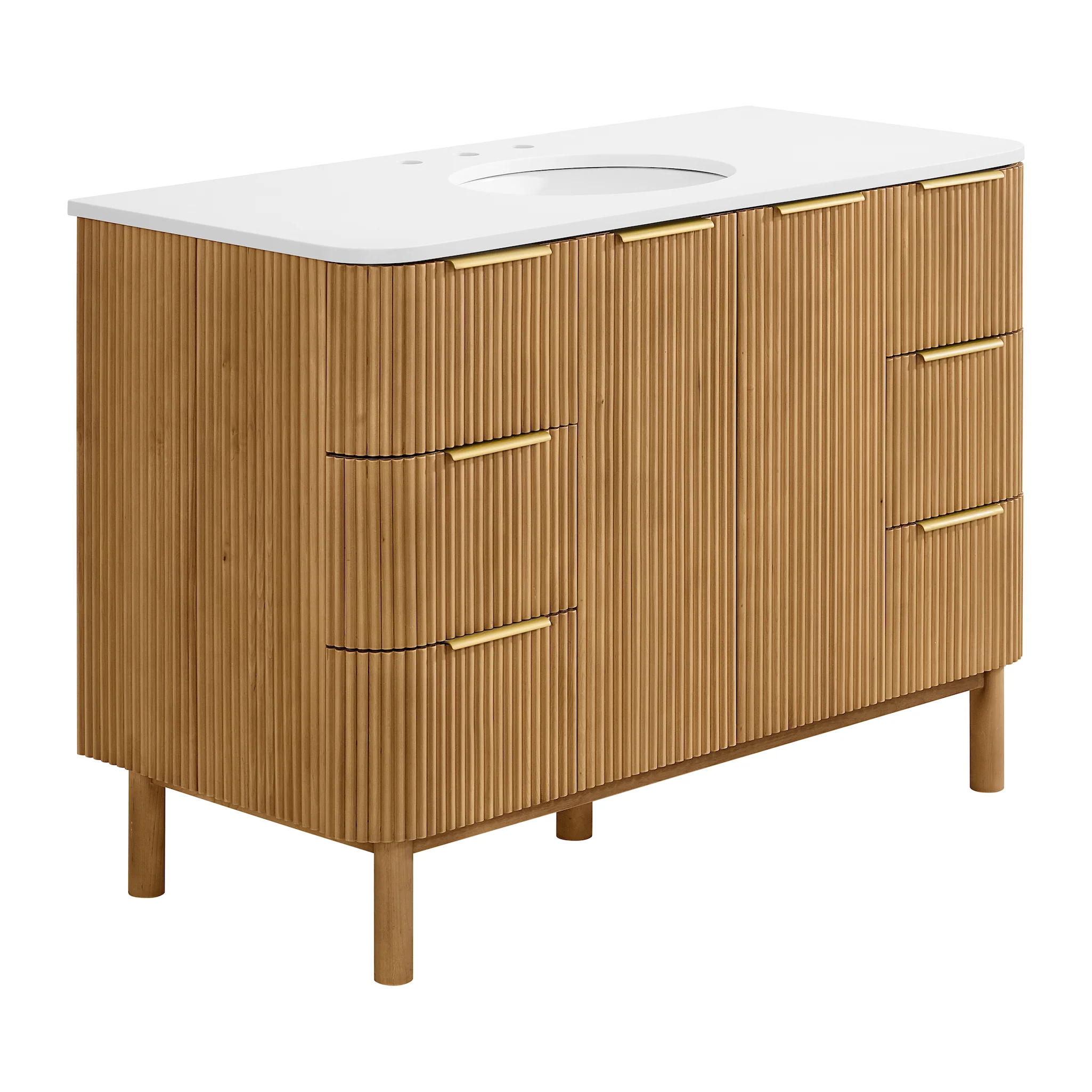 Havana 48" Single Bathroom Vanity in Reeded Birch | Quartz Countertop - Image 12