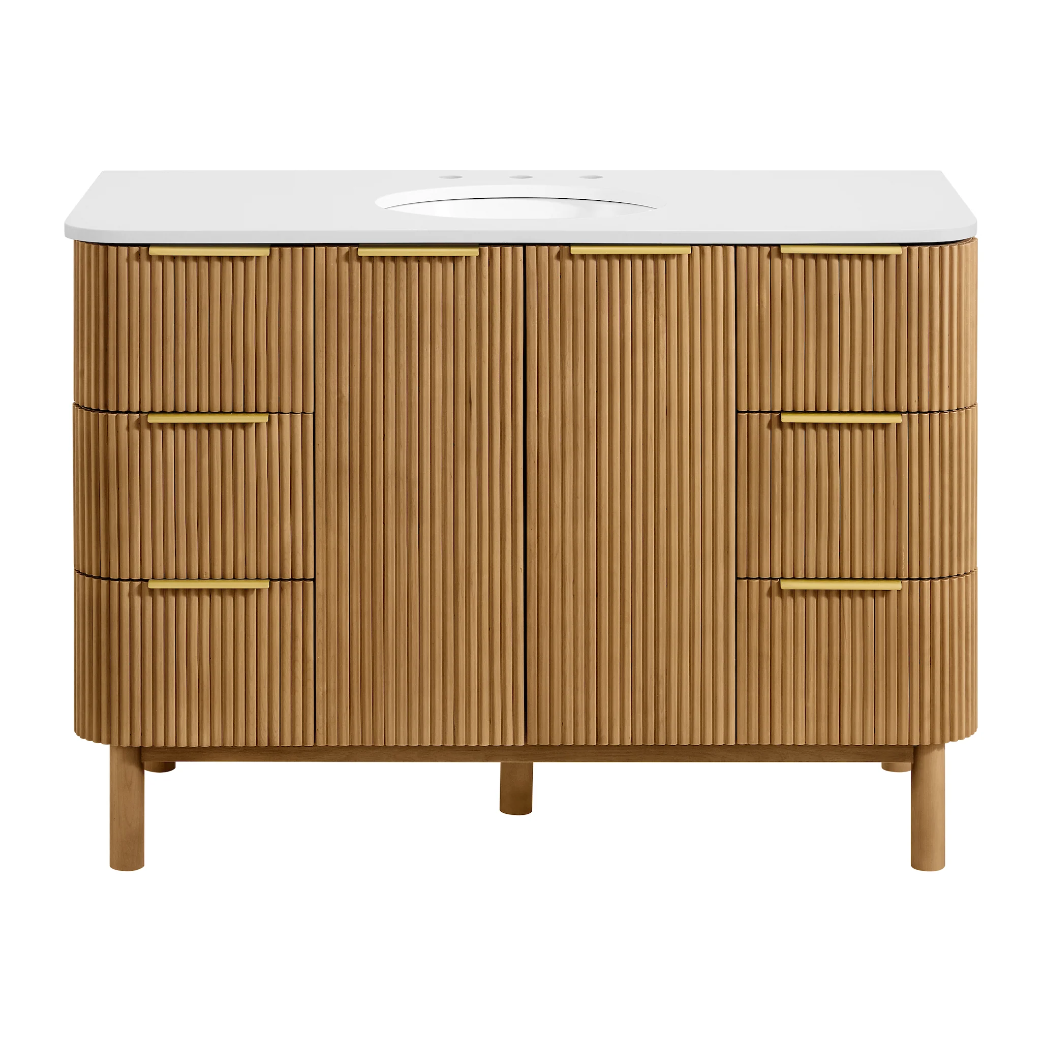 Havana 48" Single Bathroom Vanity in Reeded Birch | Quartz Countertop - Image 13