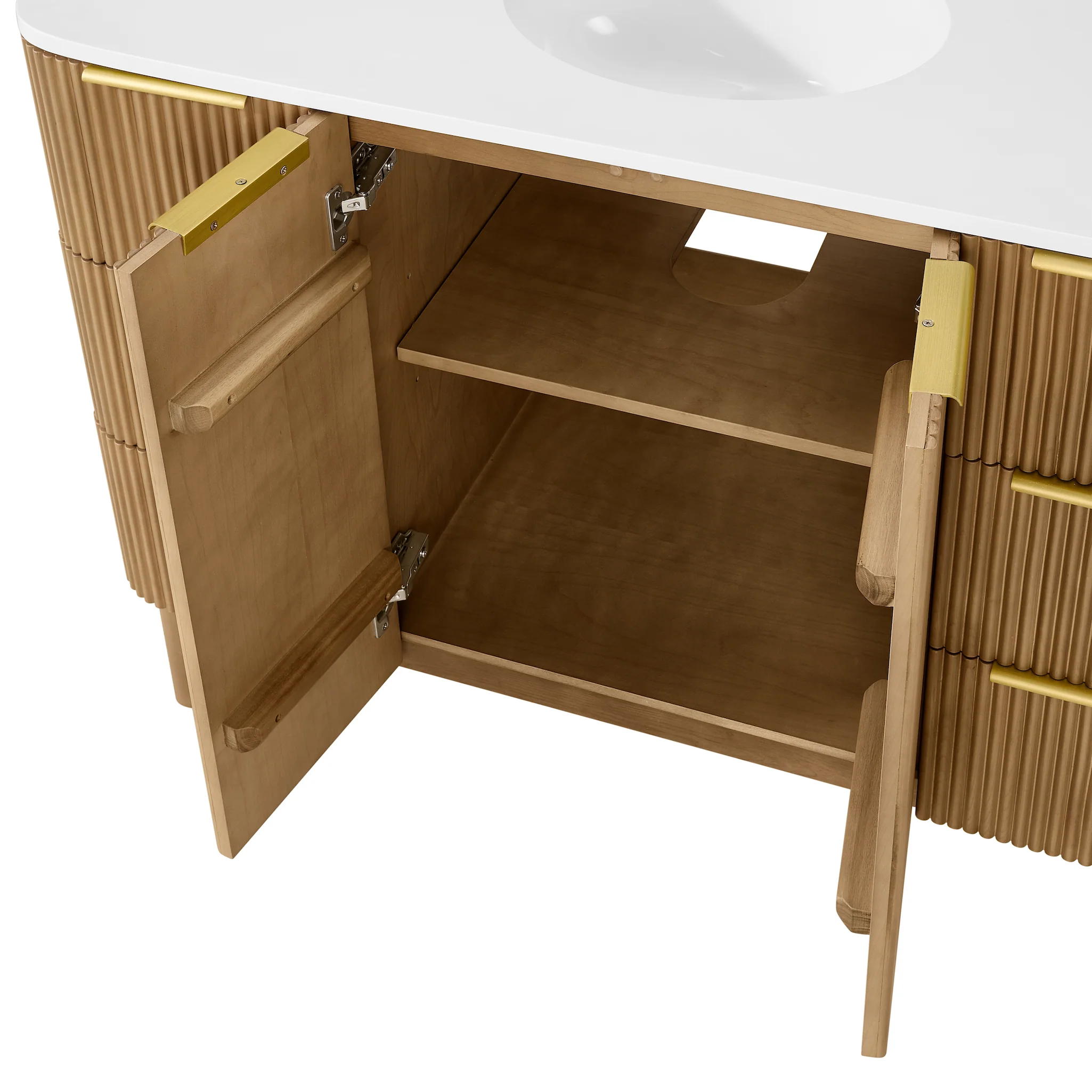 Havana 48" Single Bathroom Vanity in Reeded Birch | Quartz Countertop - Image 8