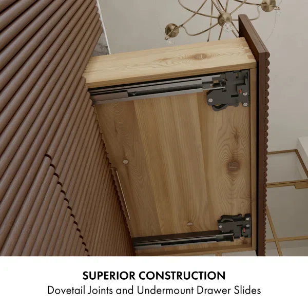 Havana 48" Single Bathroom Vanity in Brown Reeded Birch | Carrara Marble Countertop - Image 14