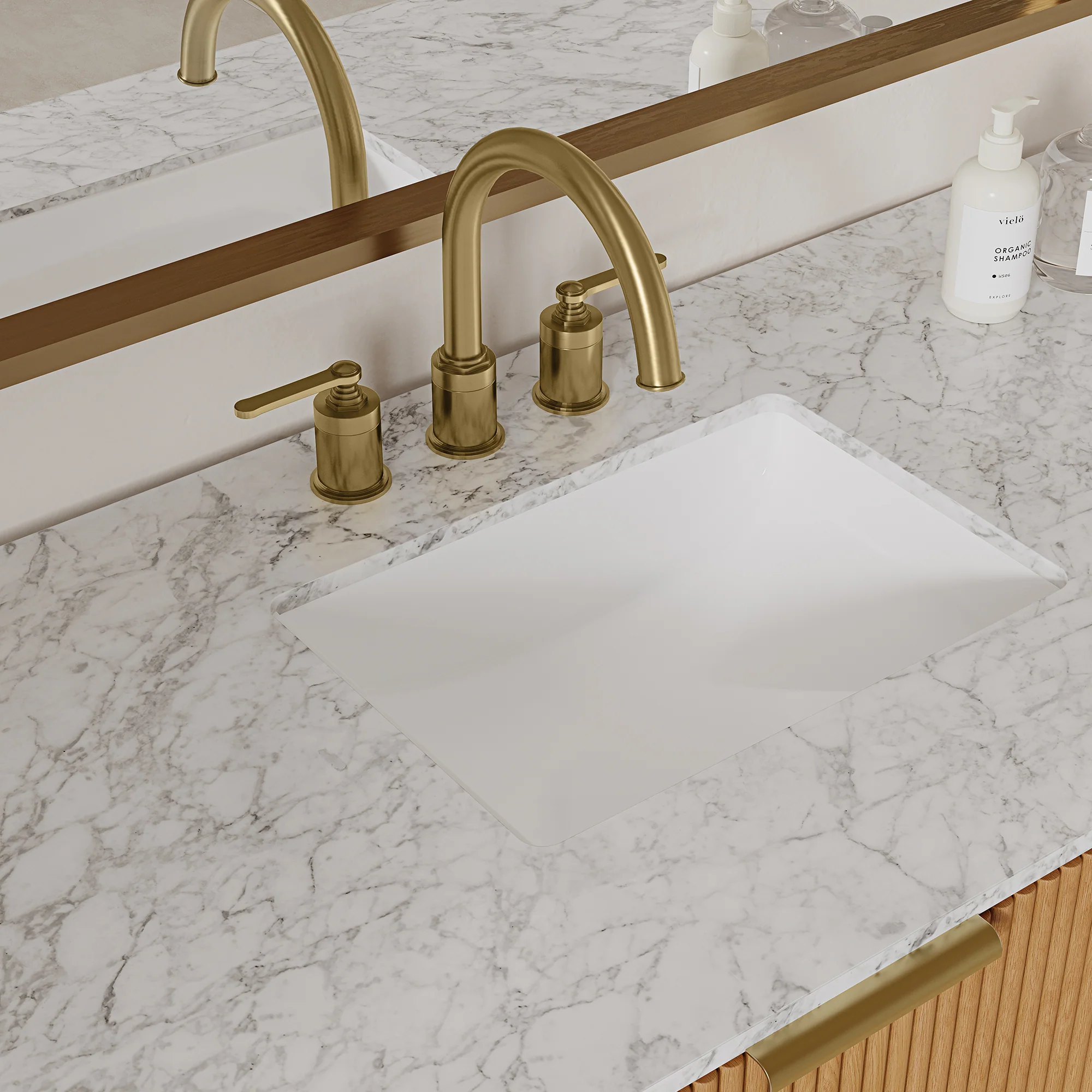 Havana 48" Single Bathroom Vanity in Reeded Birch | Carrara Marble Countertop - Image 5