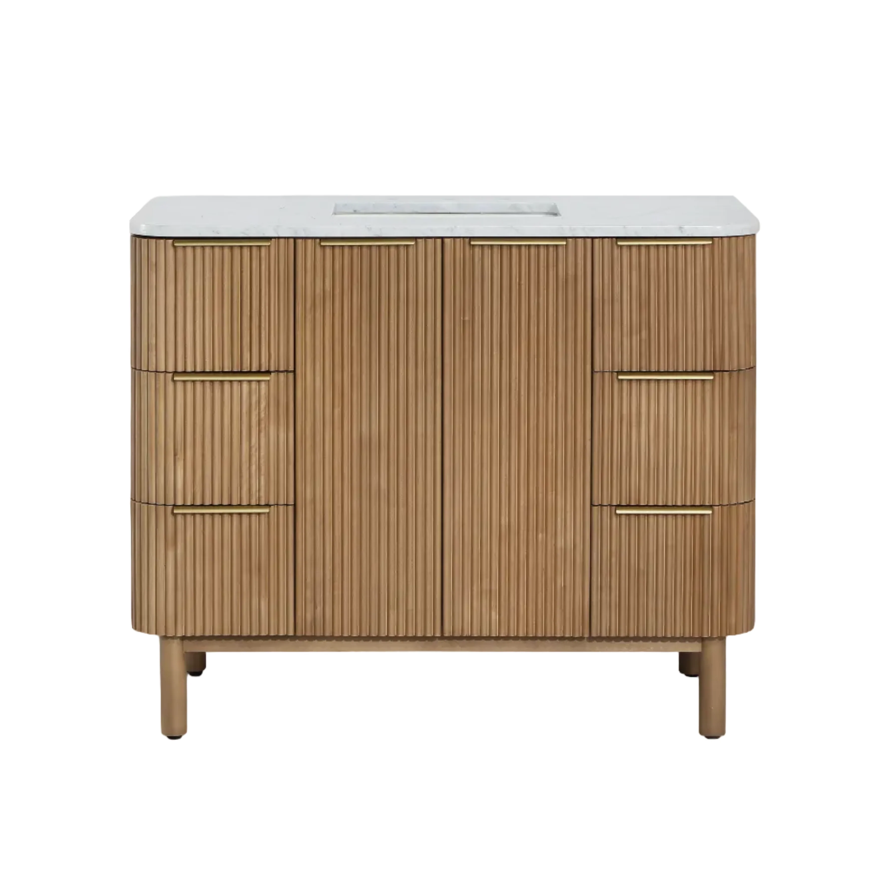 Havana 48" Single Bathroom Vanity in Reeded Birch | Carrara Marble Countertop - Image 7