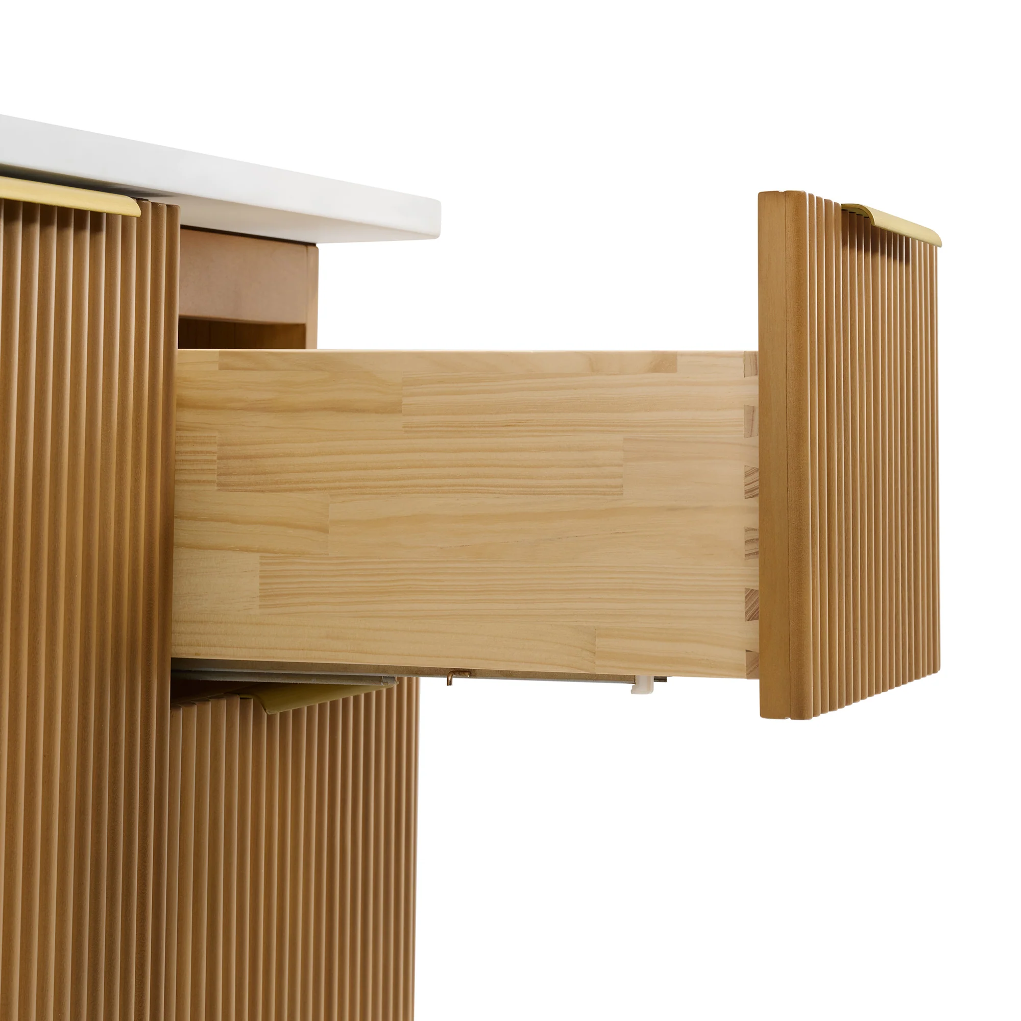 Havana 54" Single Bathroom Vanity in Reeded Birch | White Quartz Countertop - Image 6