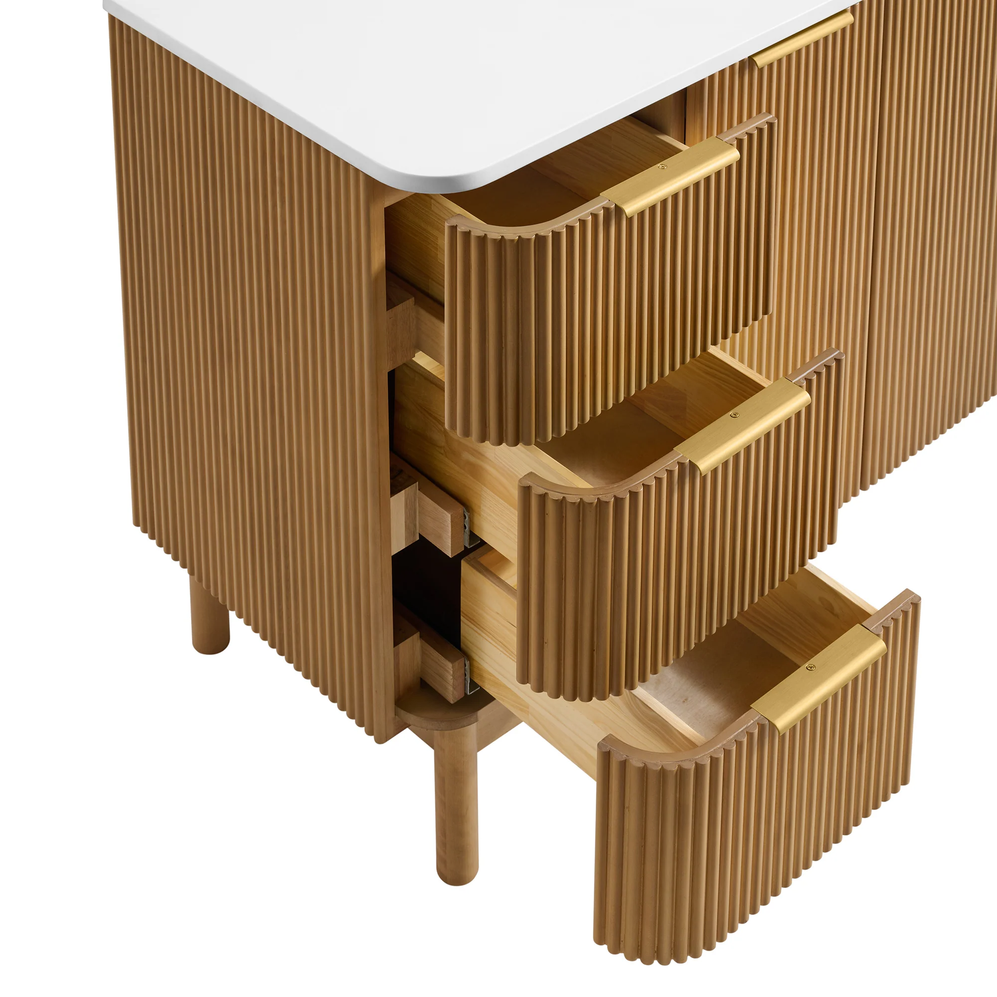Havana 54" Single Bathroom Vanity in Reeded Birch | White Quartz Countertop - Image 9