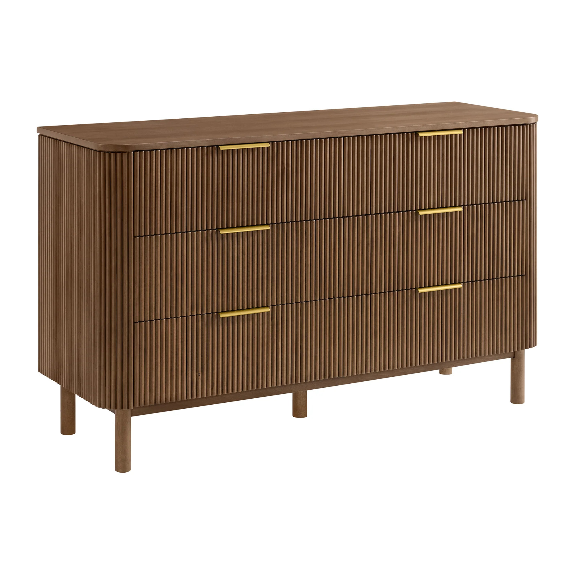Havana 60" 6 Drawer Dresser |  Brown Reeded Birch - Image 3