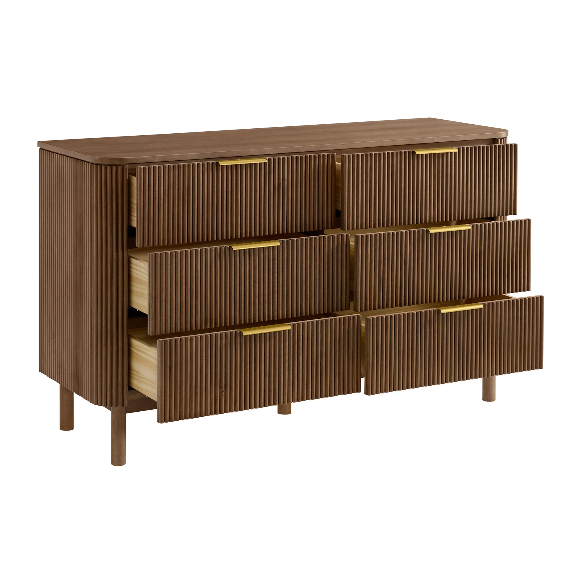 Havana 60" 6 Drawer Dresser |  Brown Reeded Birch - Image 4