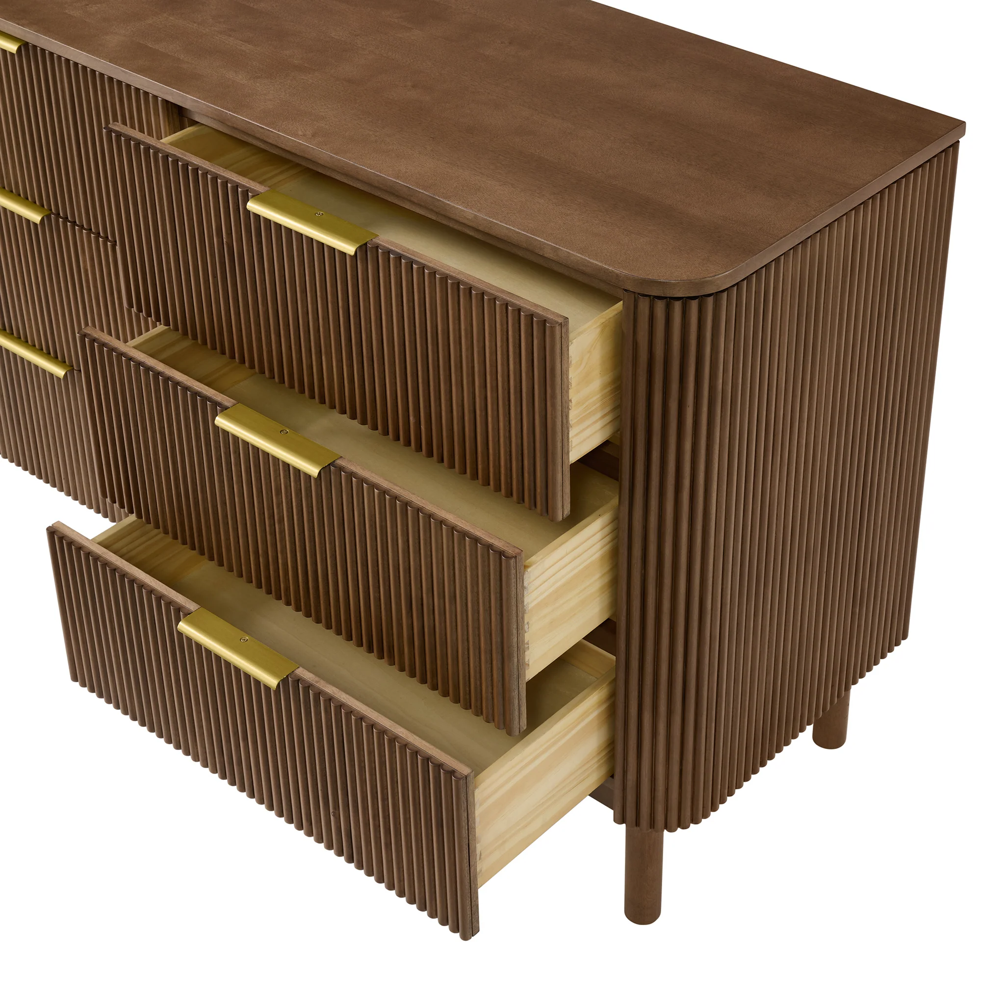 Havana 60" 6 Drawer Dresser |  Brown Reeded Birch - Image 6