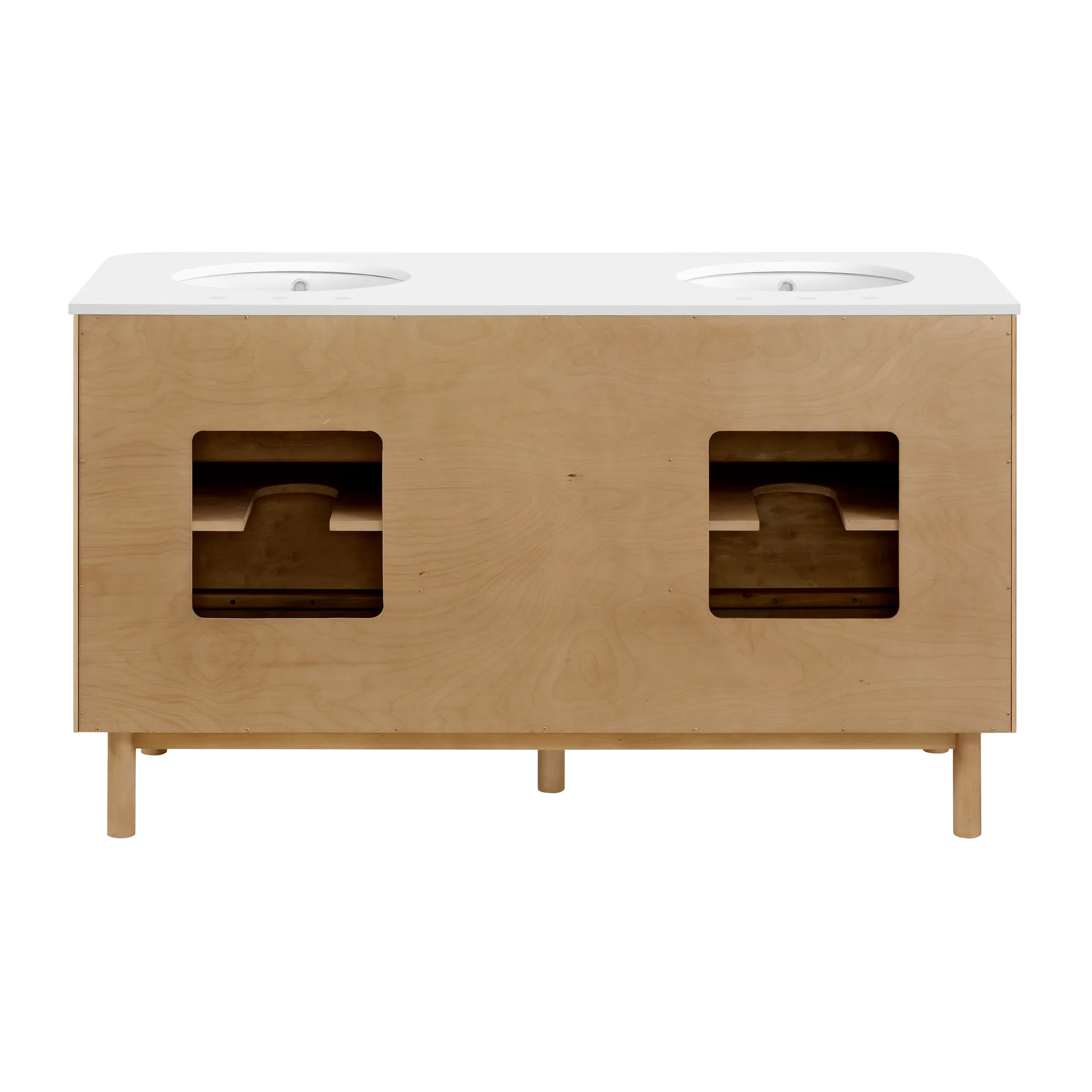 Havana 60" Double Bathroom Vanity in Reeded Birch | Quartz Countertop - Image 14