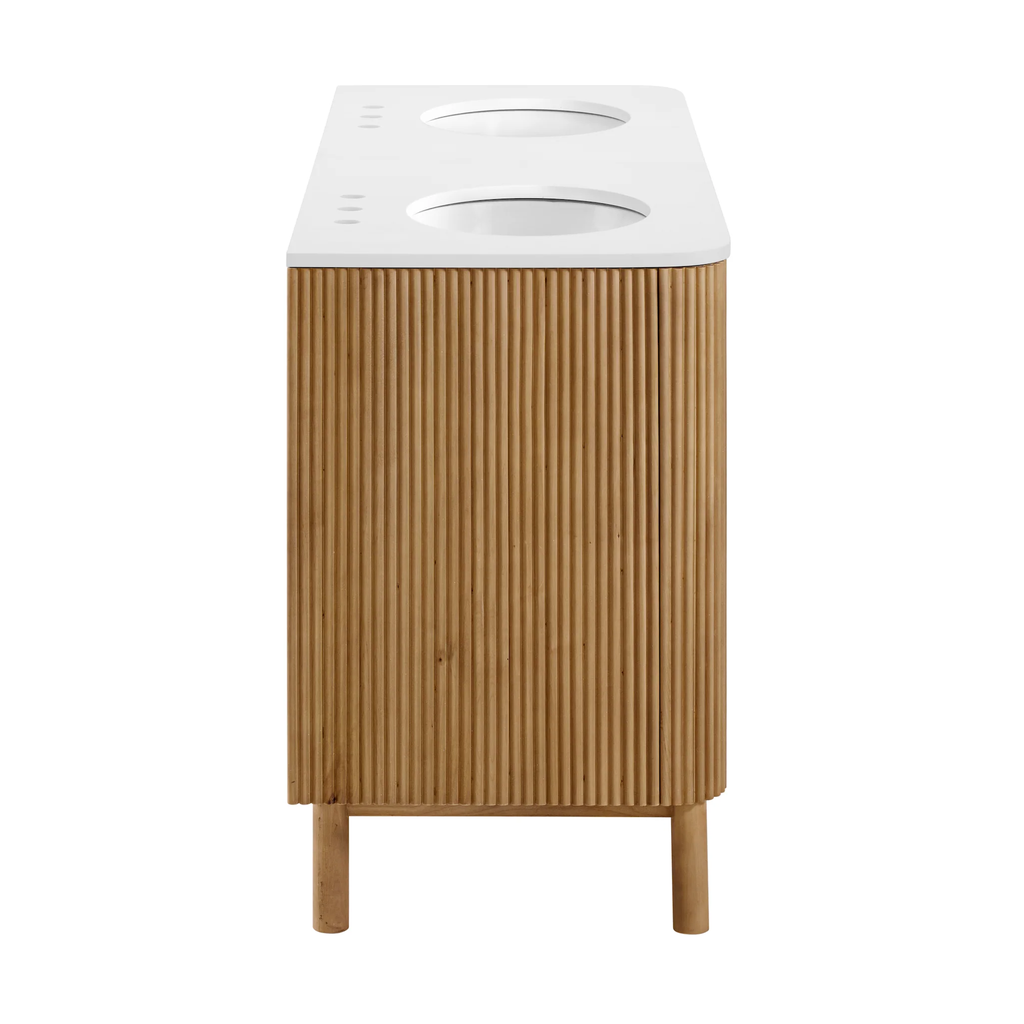 Havana 60" Double Bathroom Vanity in Reeded Birch | Quartz Countertop - Image 15