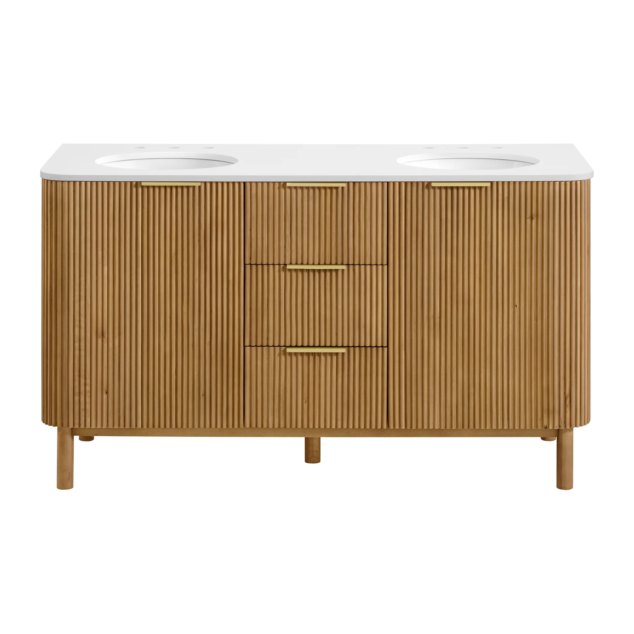 Havana 60" Double Bathroom Vanity in Reeded Birch | Quartz Countertop - Image 17