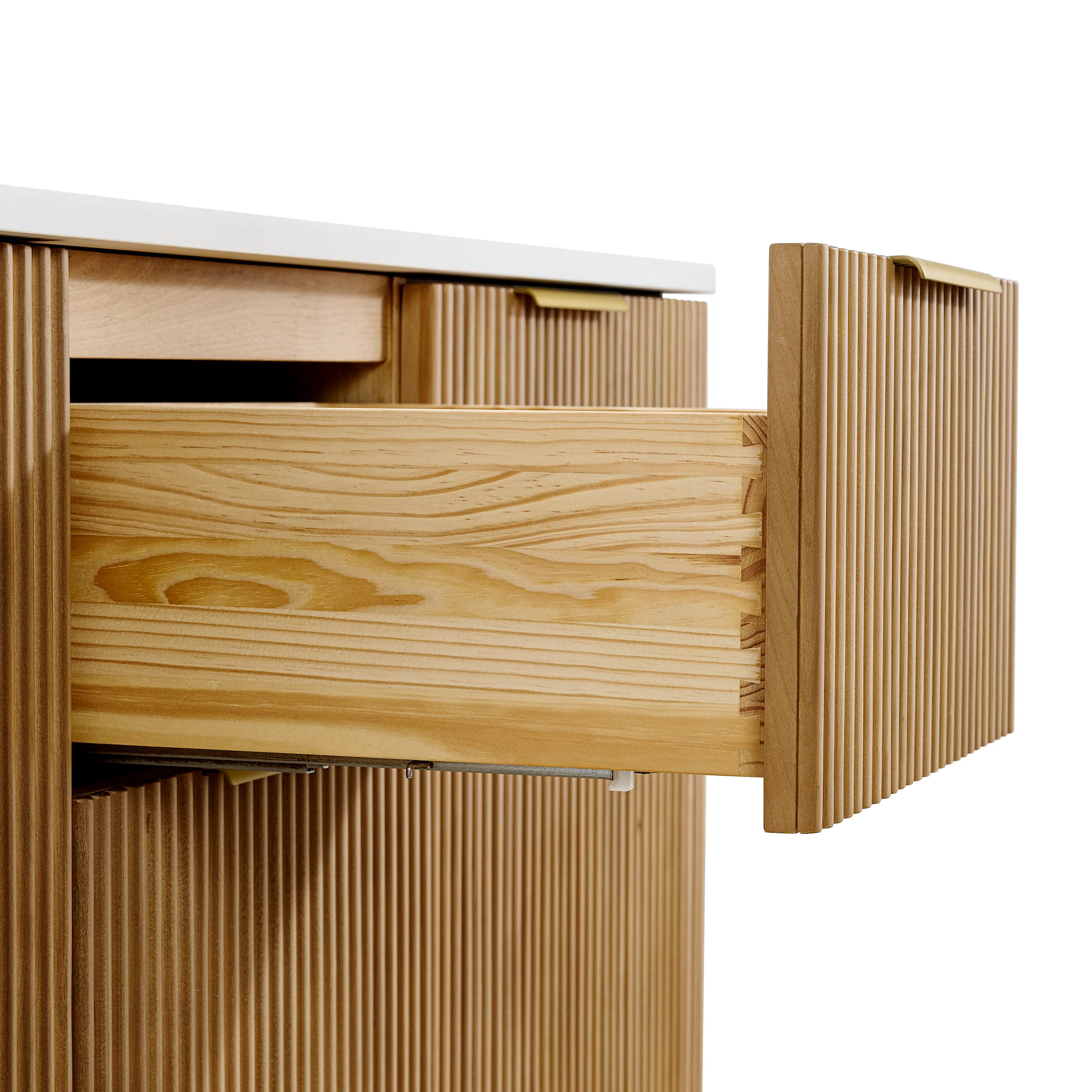 Havana 60" Double Bathroom Vanity in Reeded Birch | Quartz Countertop - Image 8
