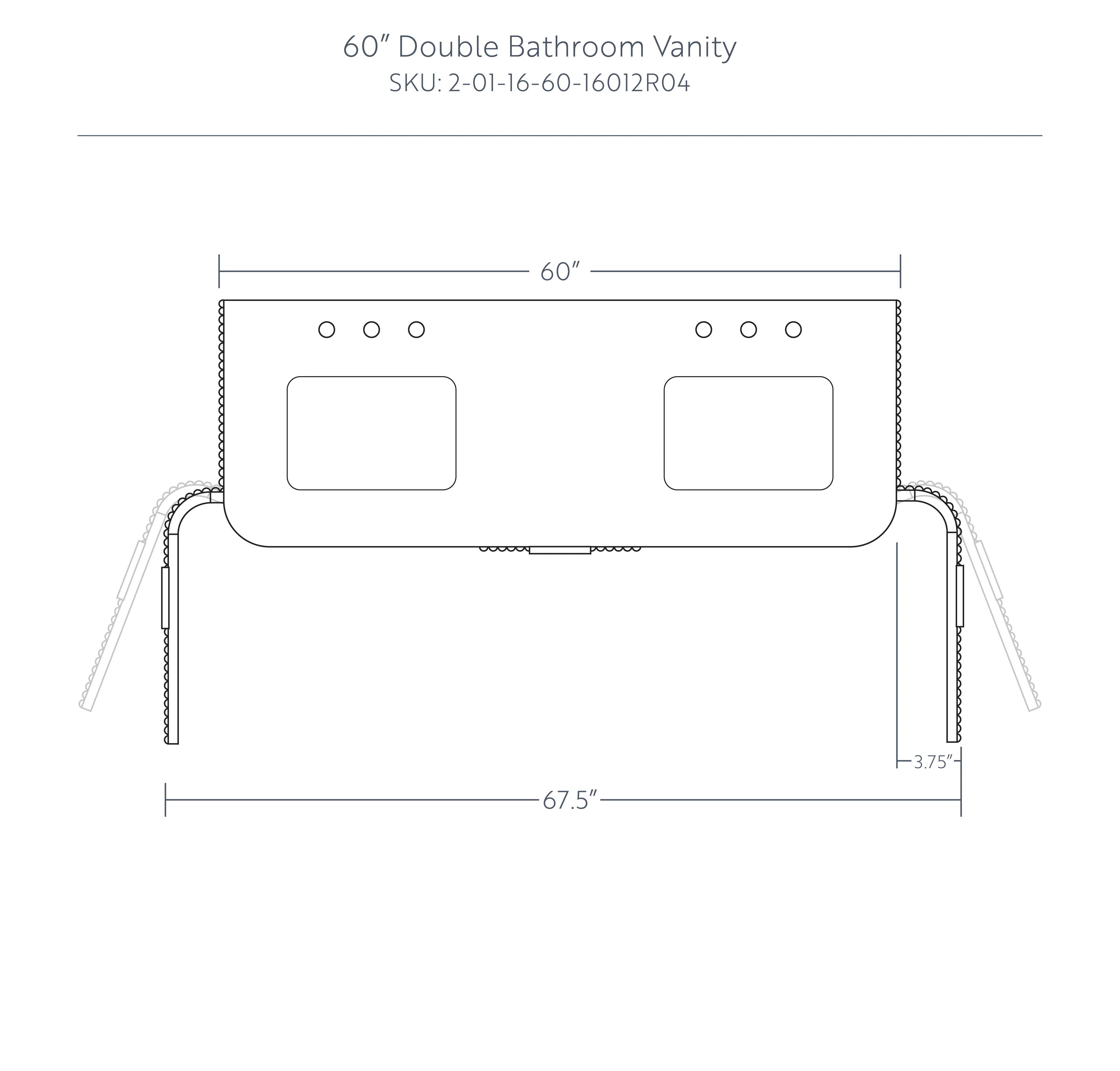 Havana 60" Double Bathroom Vanity in Brown Reeded Birch | Carrara Marble Countertop - Image 12