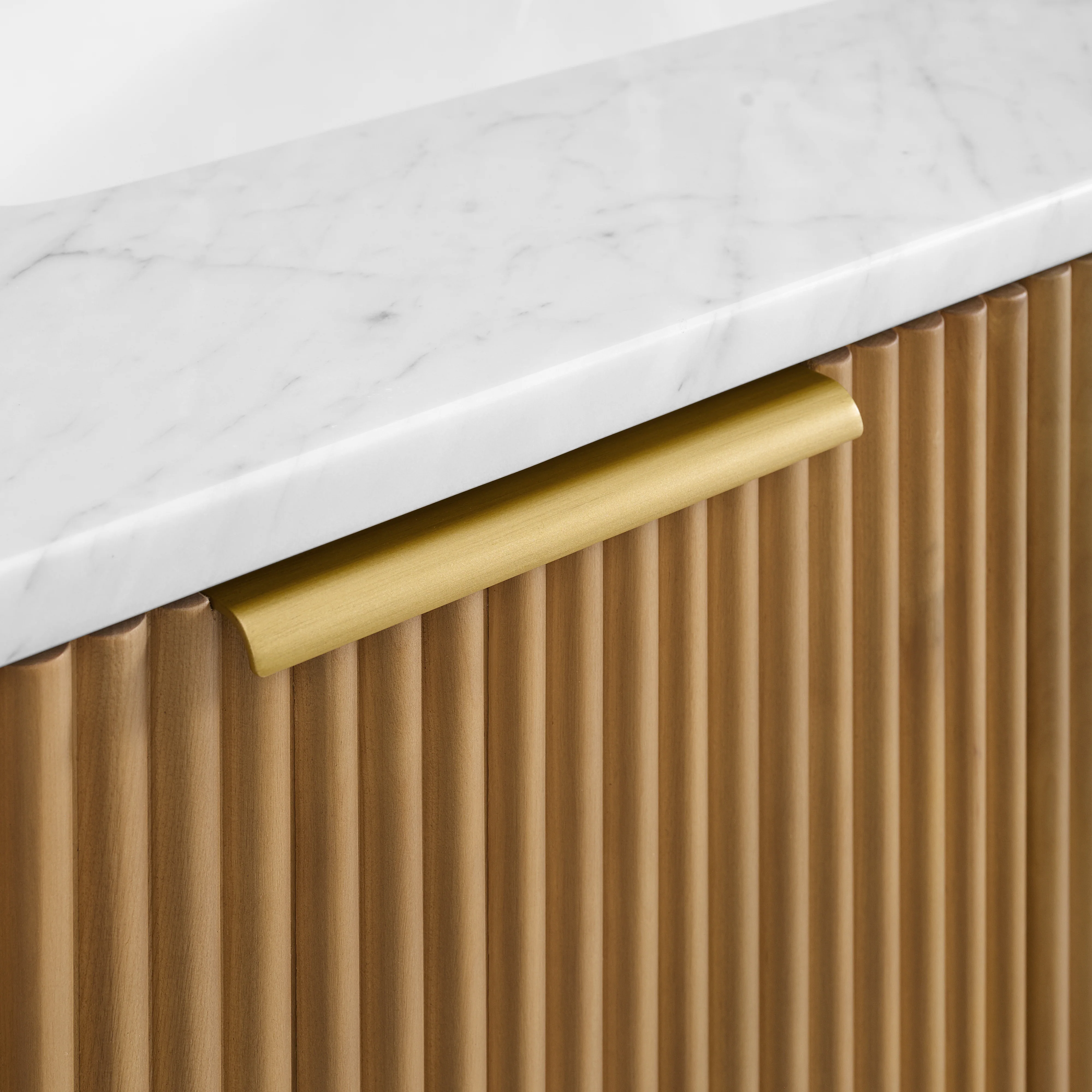 Havana 60" Single Bathroom Vanity in Reeded Birch | Carrara Marble Countertop - Image 10