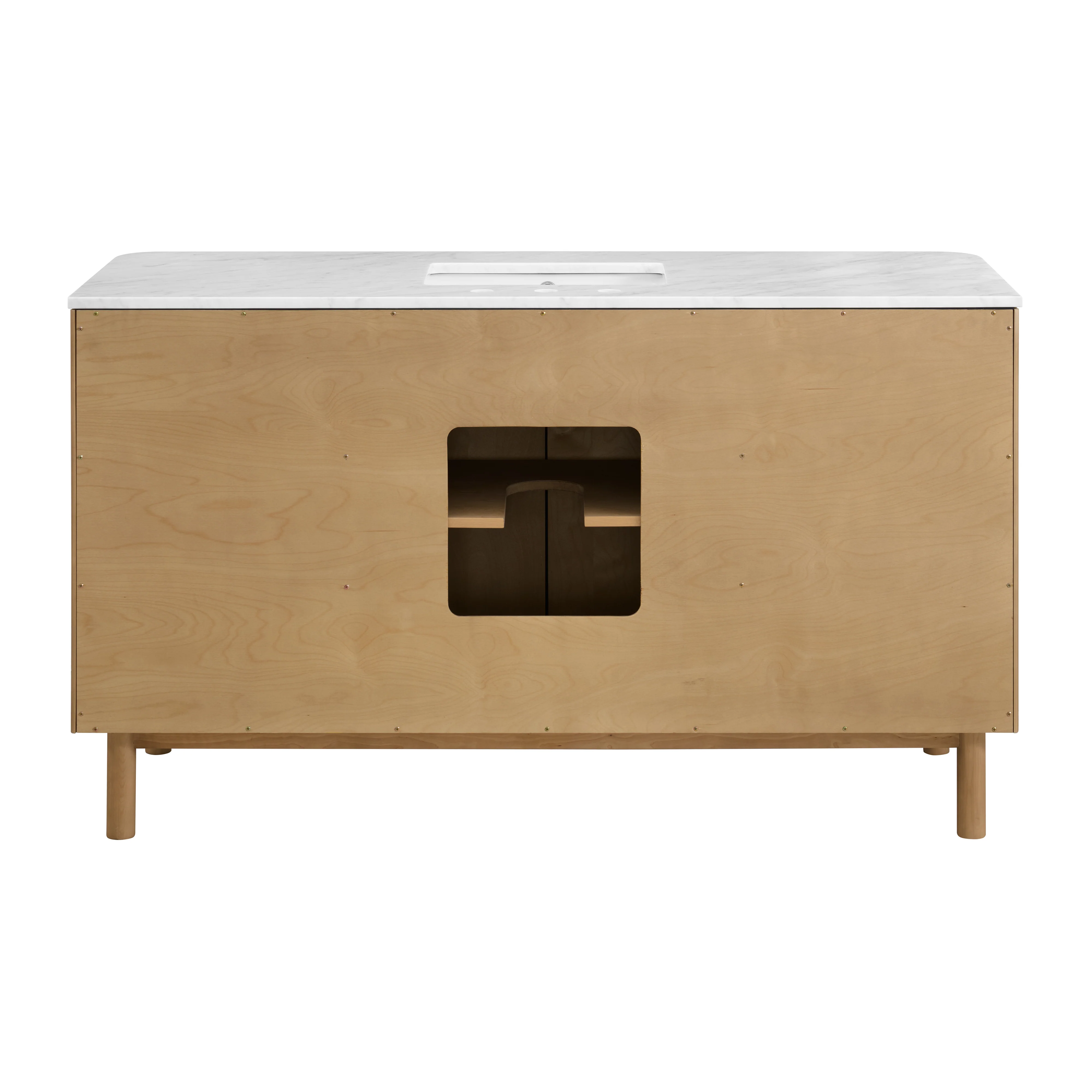 Havana 60" Single Bathroom Vanity in Reeded Birch | Carrara Marble Countertop - Image 13