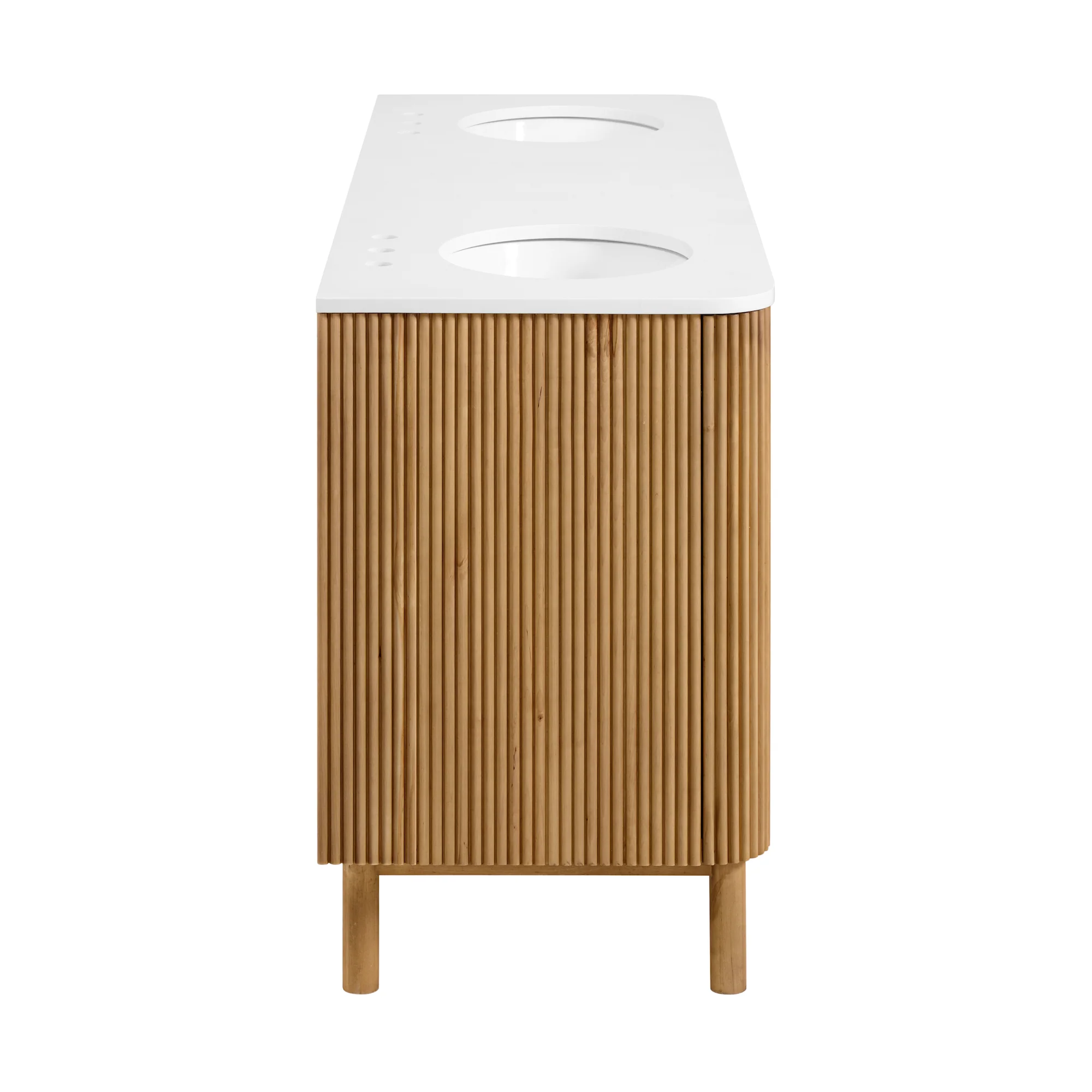 Havana 72" Double Bathroom Vanity in Reeded Birch | White Quartz Countertop - Image 10