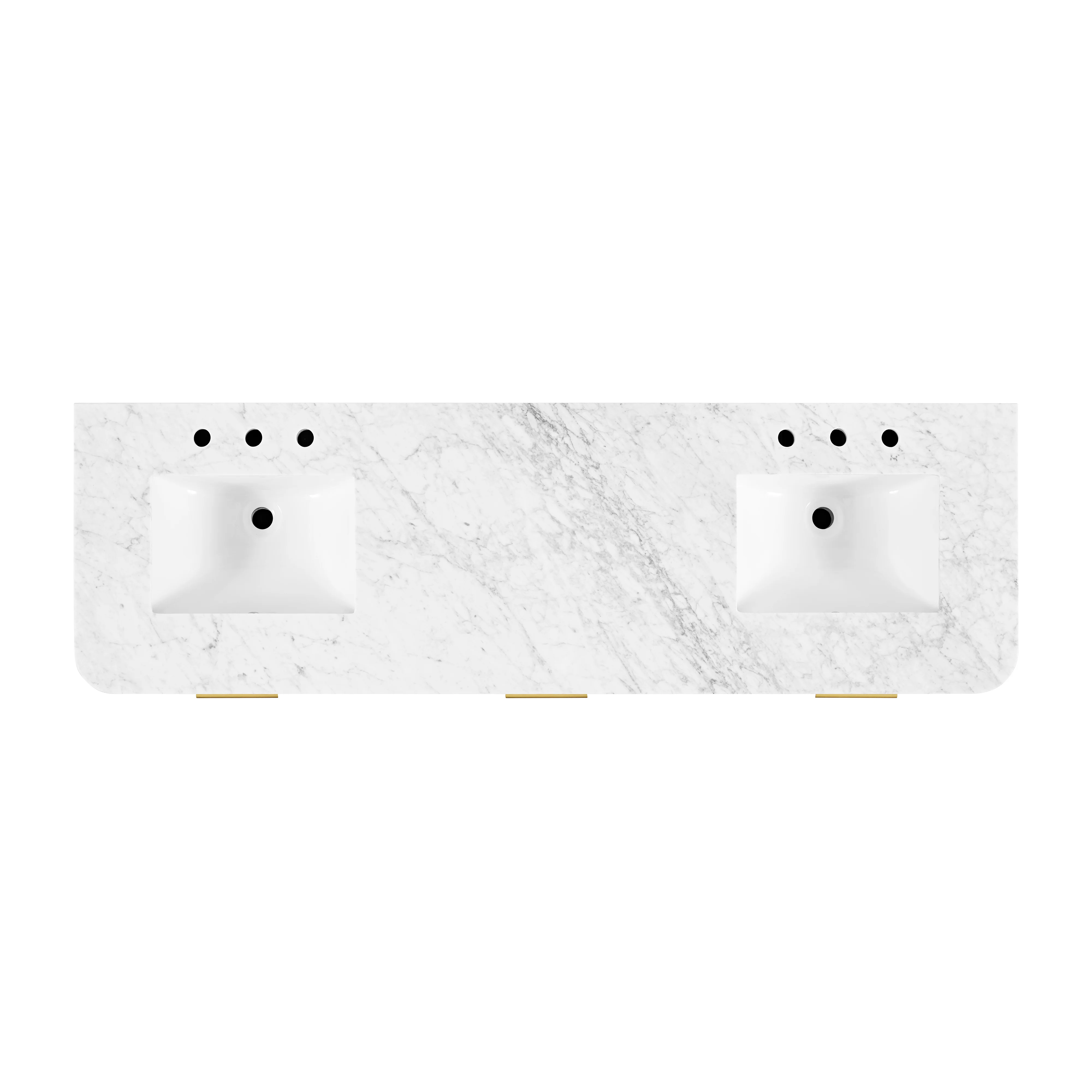 Havana 72" Double Bathroom Vanity in Black Reeded Birch | Carrara Marble Countertop - Image 13
