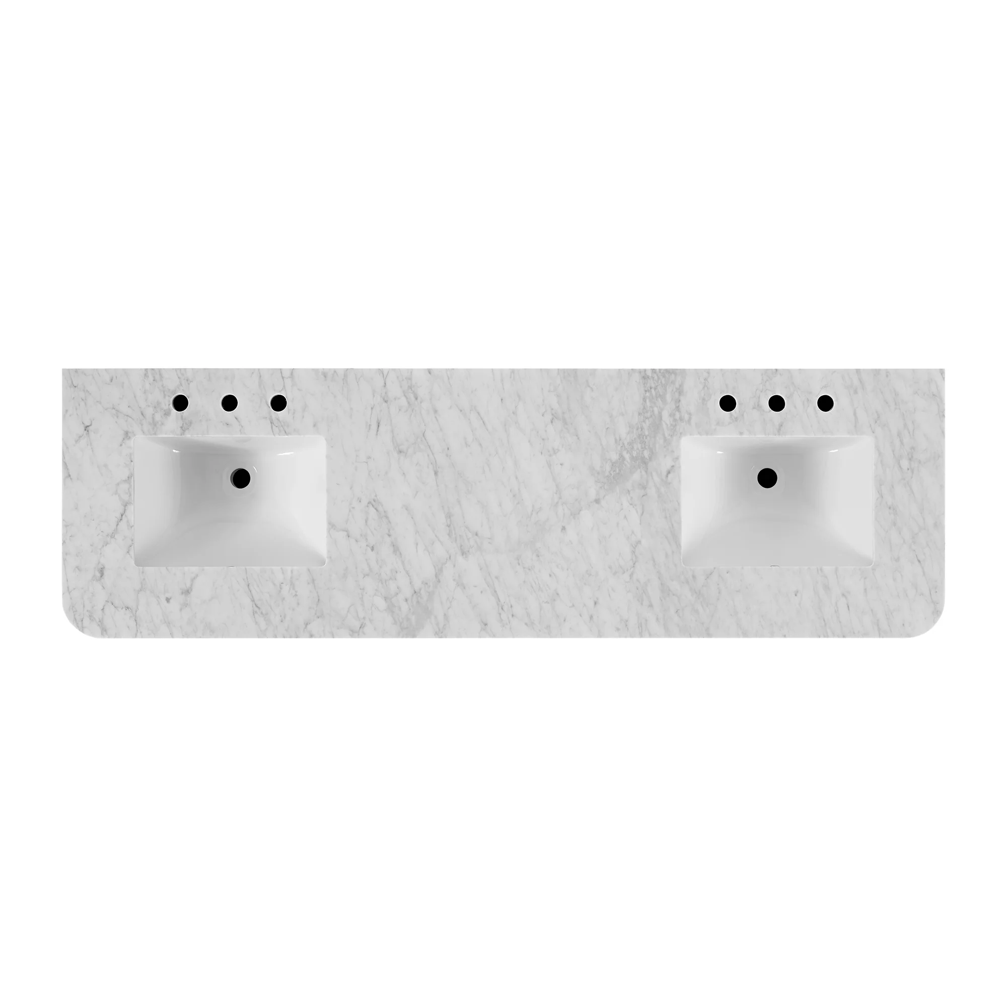 Havana 72" Double Bathroom Vanity in Brown Reeded Birch | Carrara Marble Countertop - Image 11
