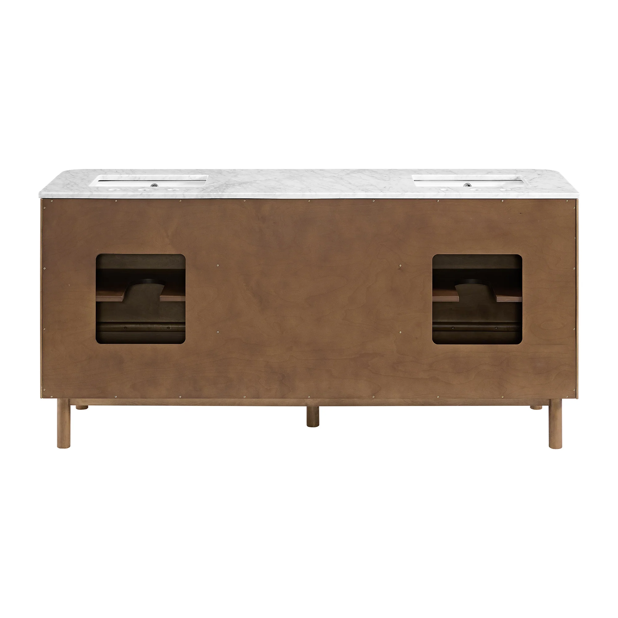 Havana 72" Double Bathroom Vanity in Brown Reeded Birch | Carrara Marble Countertop - Image 15