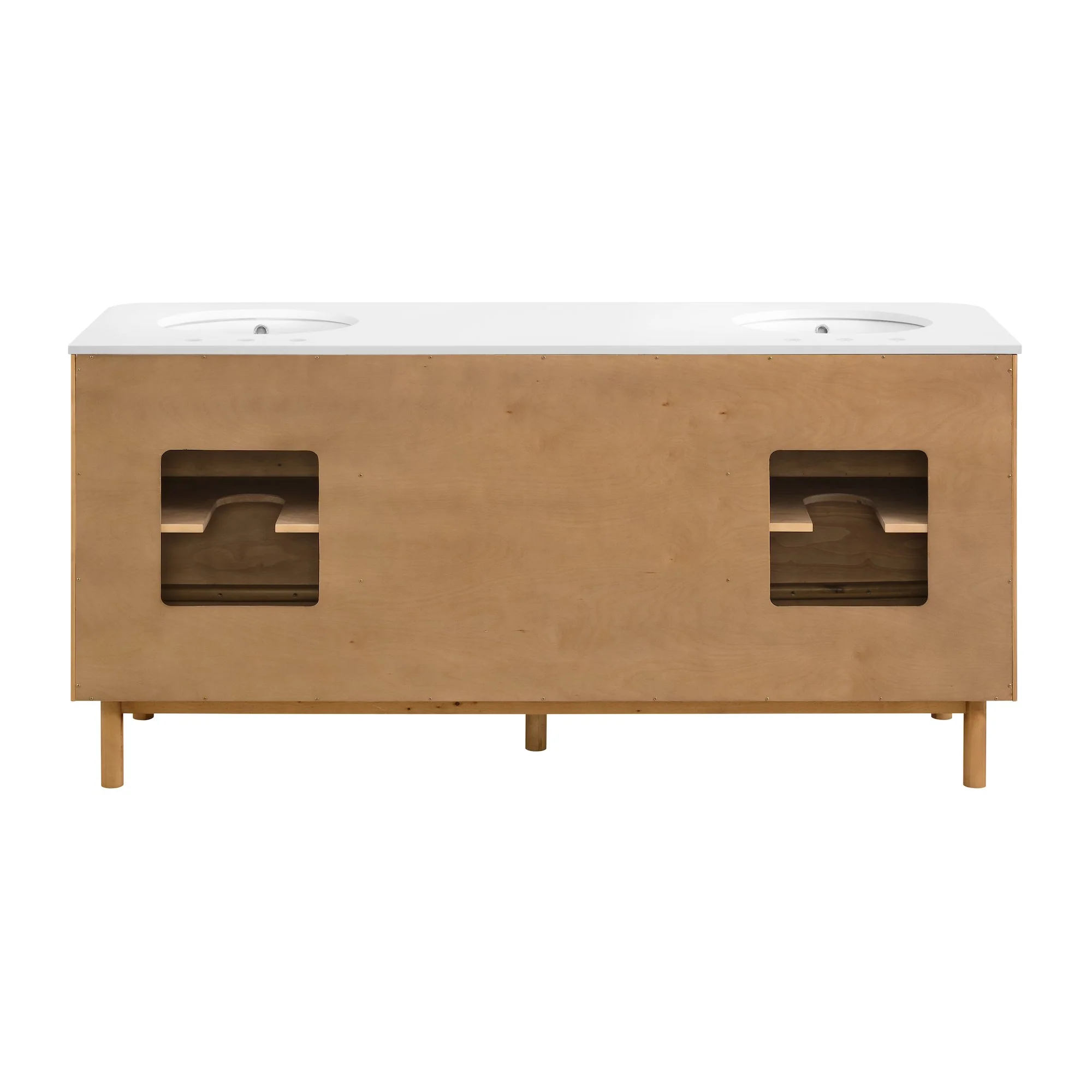 Havana 72" Double Bathroom Vanity in Reeded Birch | White Quartz Countertop - Image 12