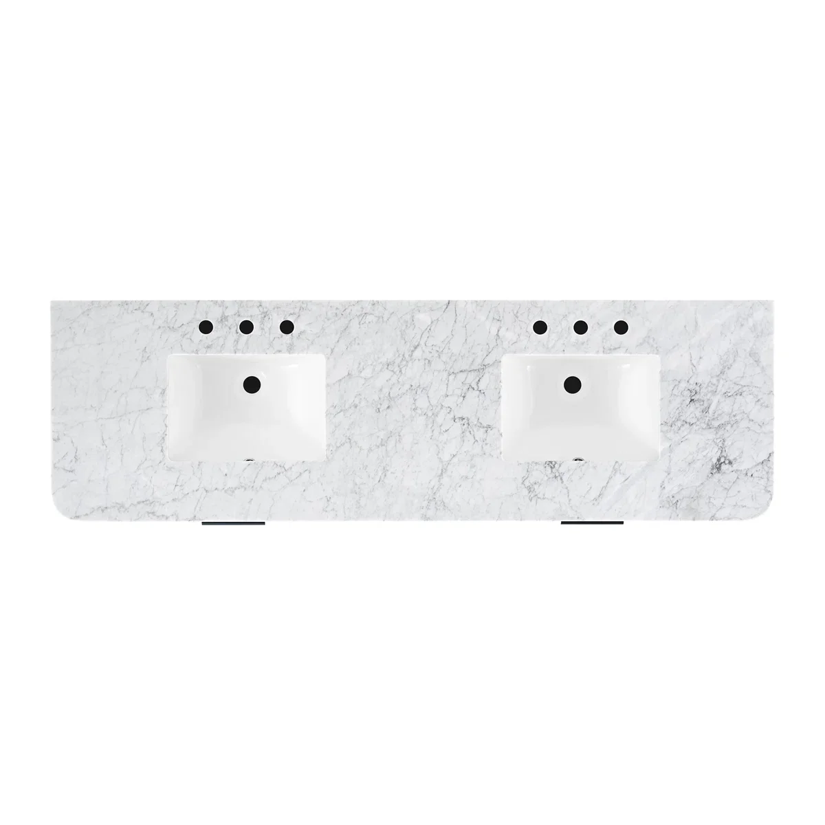Havana 72" Floating Double Bathroom Vanity in Black Reeded Birch | Carrara Quartz Countertop - Image 14