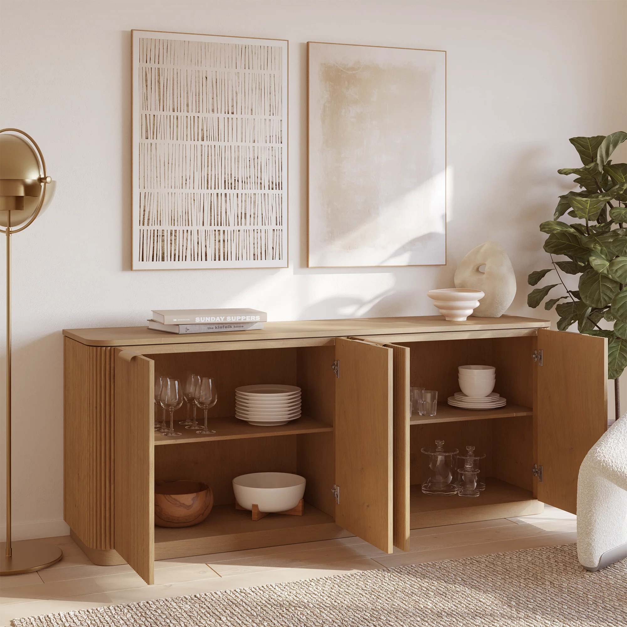 Havana 74" Sideboard in Reeded Birch Finish - Image 3