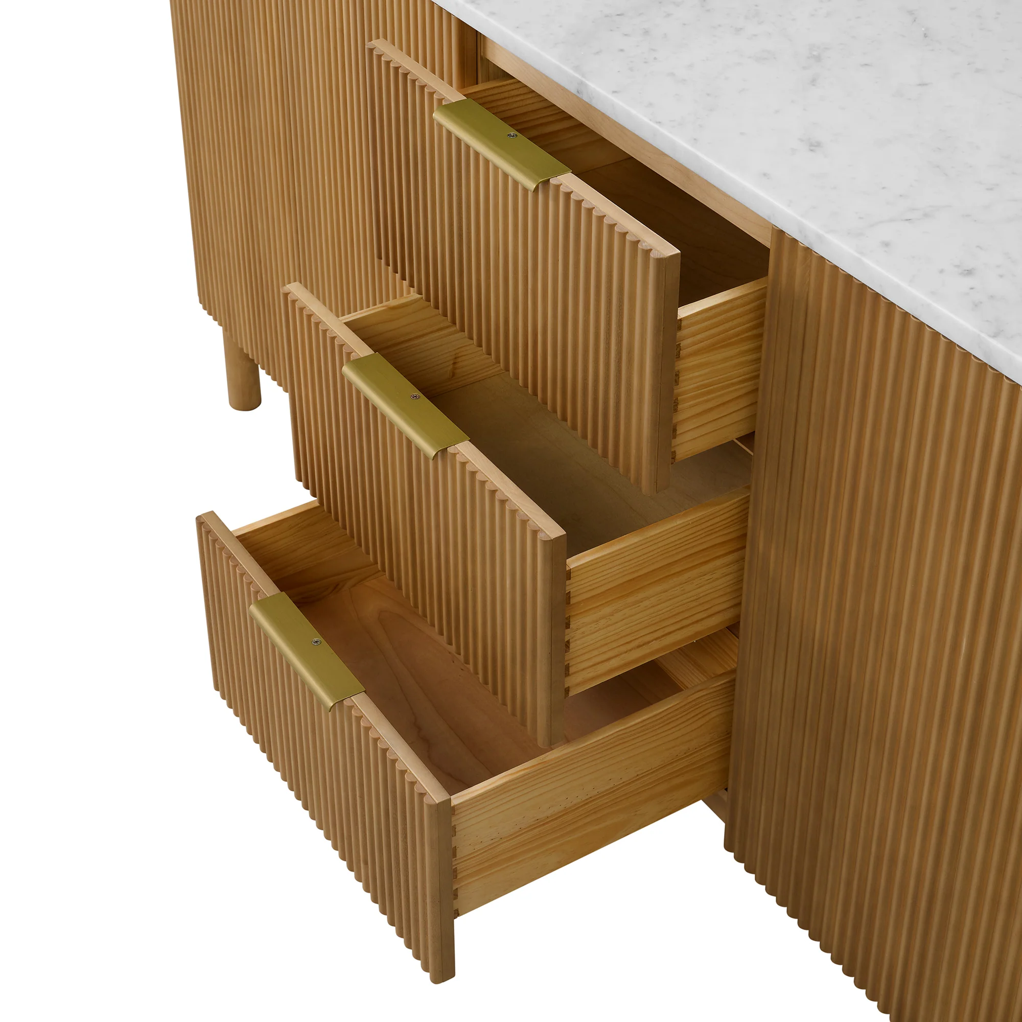 Havana 78" Reeded Double Bathroom Vanity | Carrara Marble Countertop - Image 6