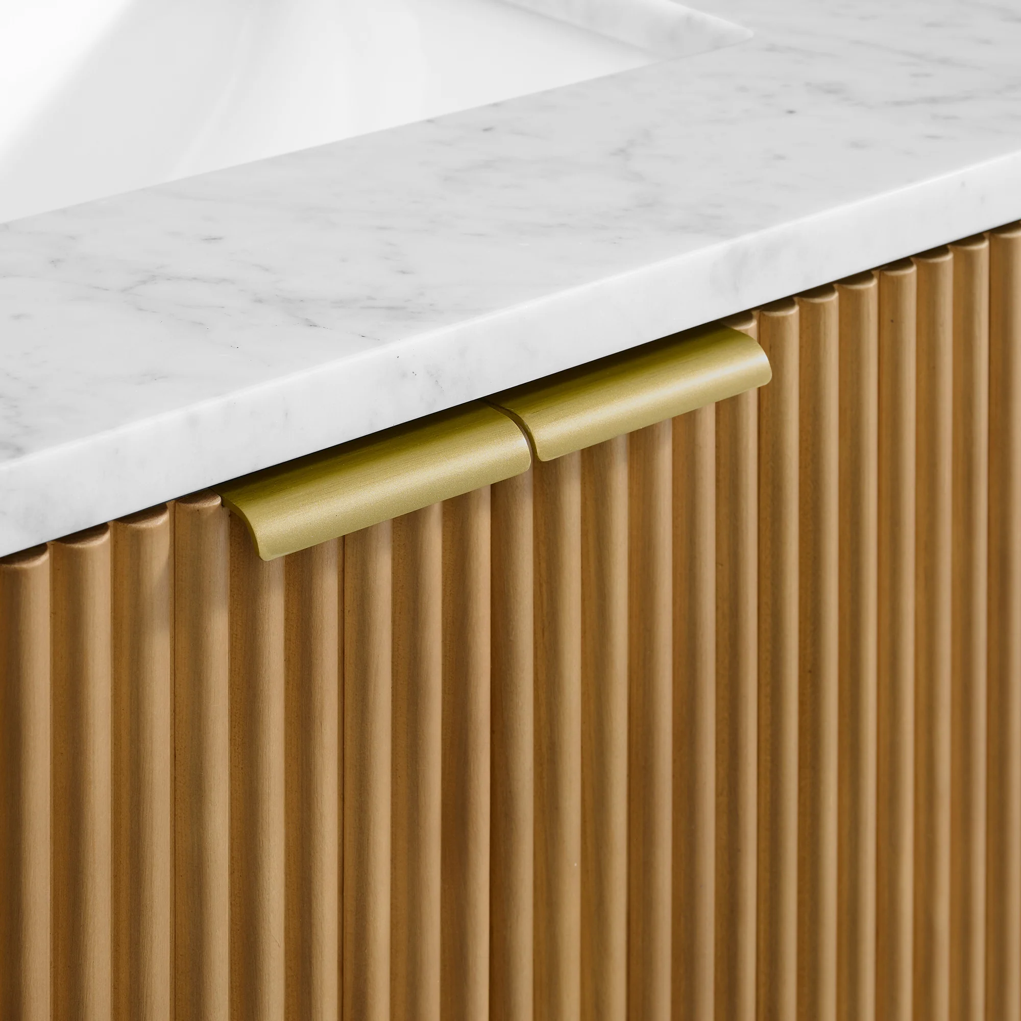 Havana 78" Reeded Double Bathroom Vanity | Carrara Marble Countertop - Image 9