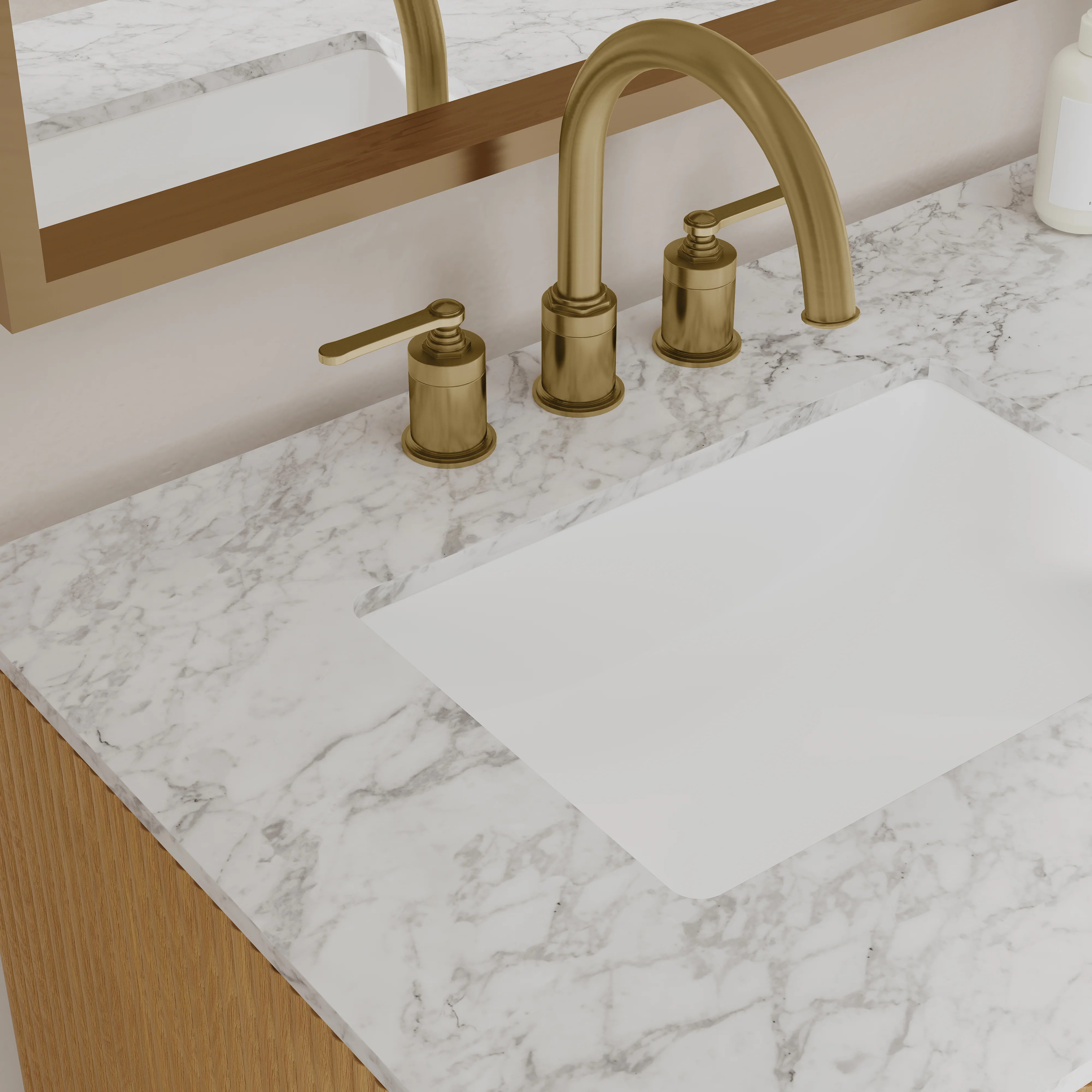 Havana 60" Double Bathroom Vanity in Reeded Birch | Carrara Marble Countertop - Image 13