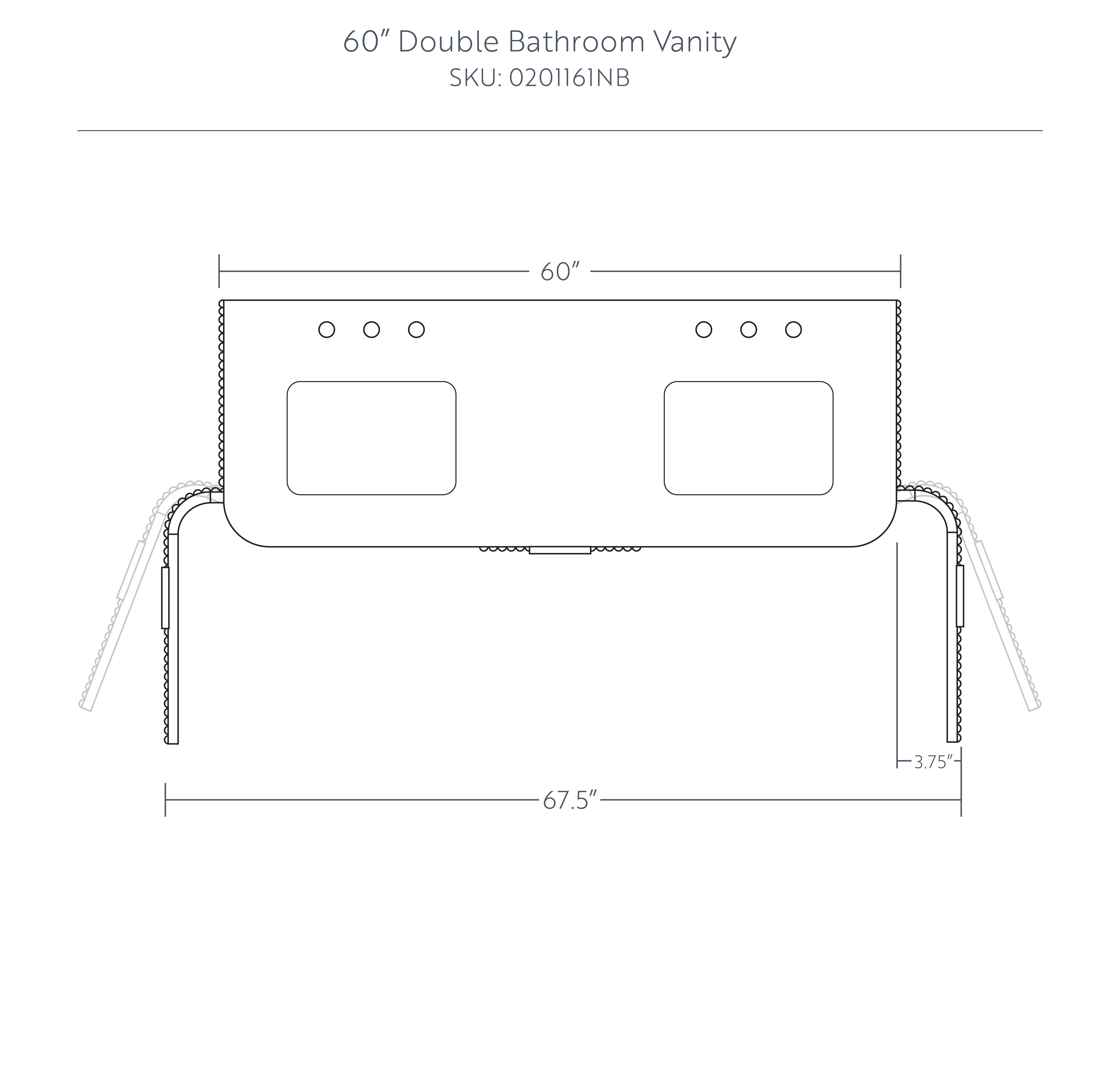 Havana 60" Double Bathroom Vanity in Reeded Birch | Carrara Marble Countertop - Image 18