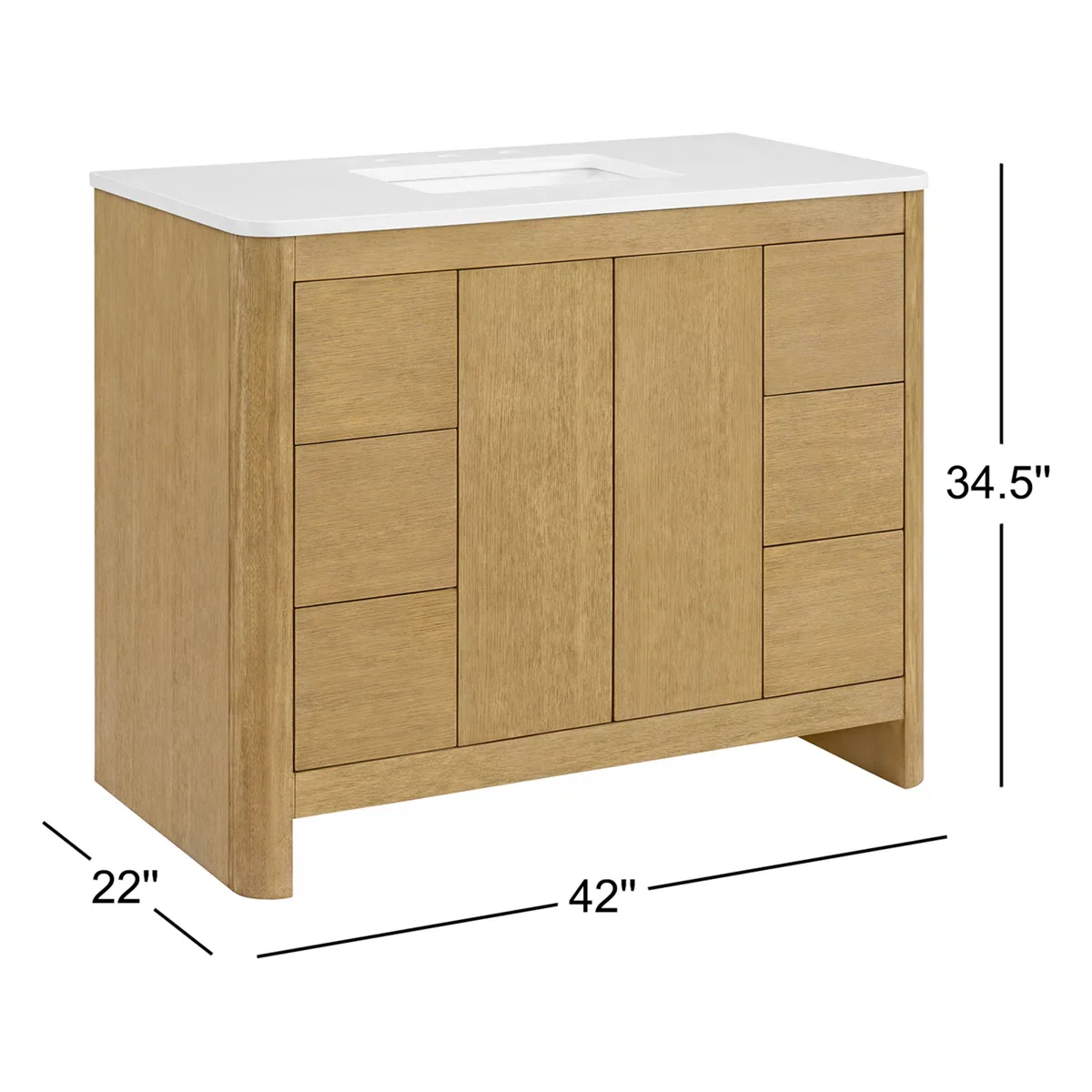 Hounslow 42" Width Single Bathroom Vanity | White Quartz Countertop - Image 9