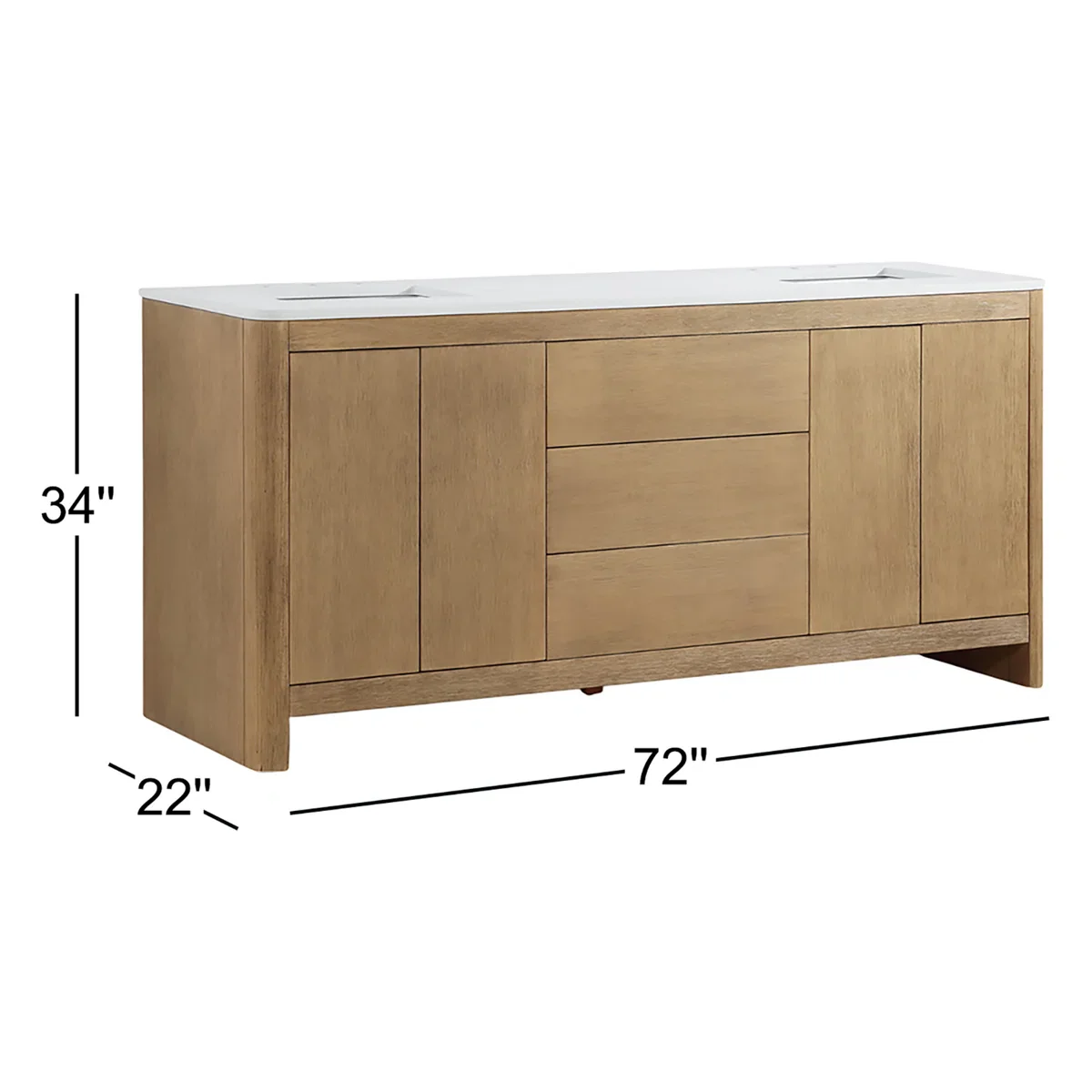 Hounslow 72" Width Double Bathroom Vanity | White Quartz Countertop - Image 4
